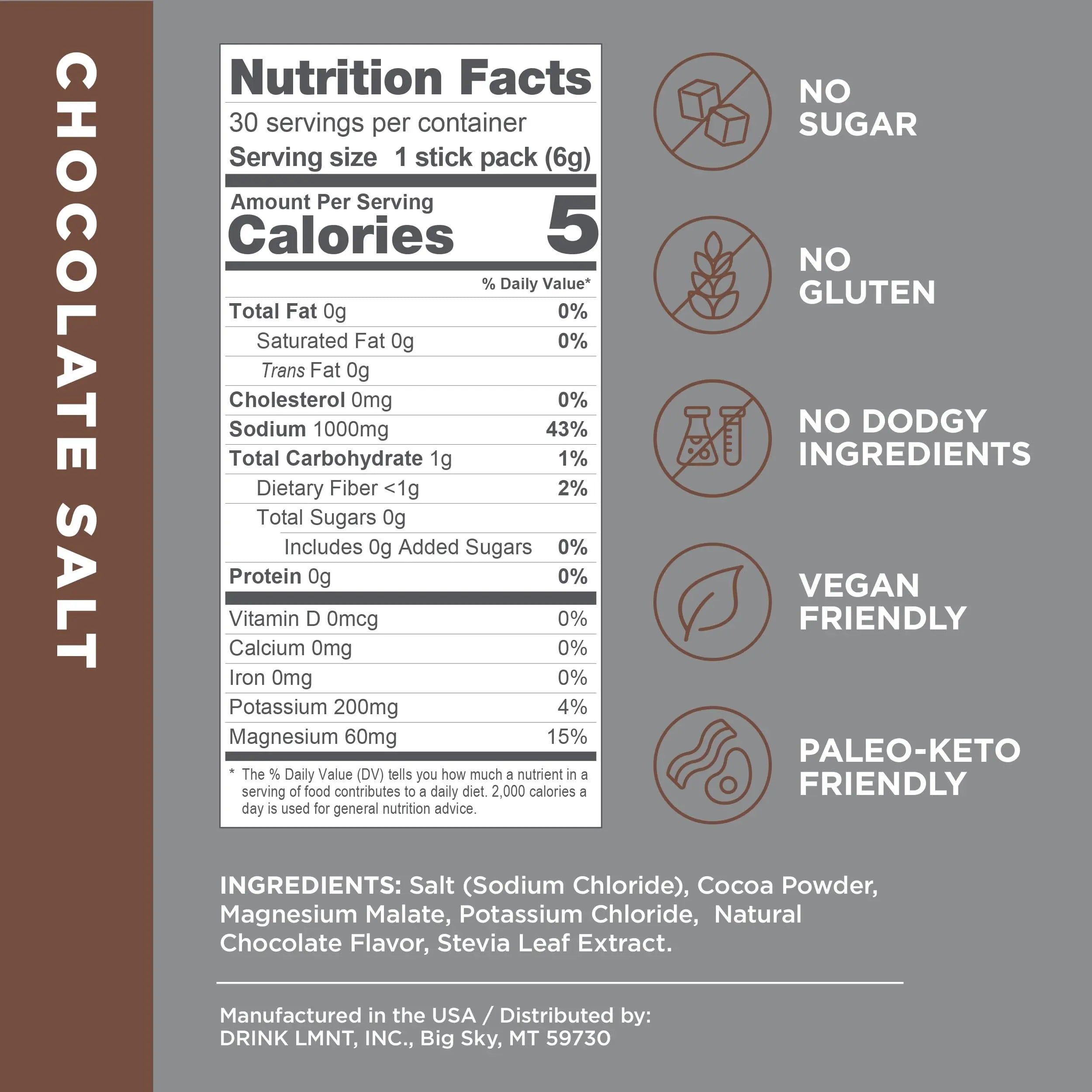 LMNT Zero-Sugar Electrolytes - Hot Chocolate Salt - Hydration Powder Packets Drink LMNT Au supplements