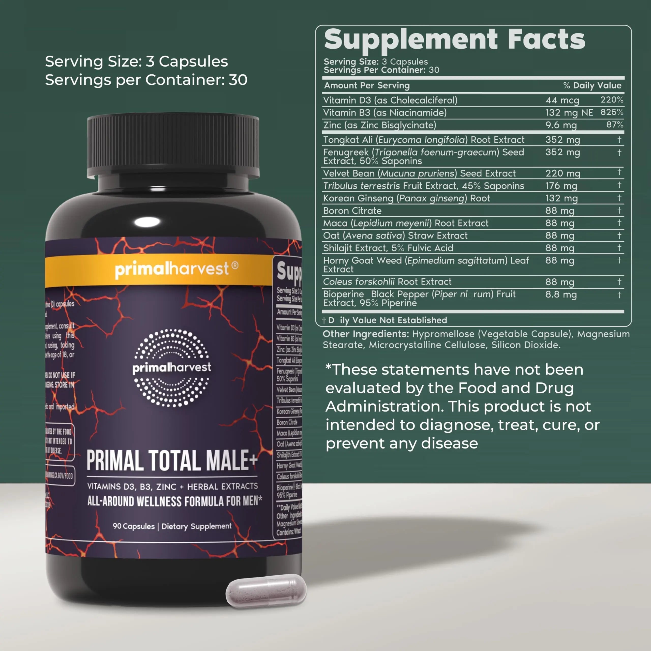 Primal Harvest Total Male+ Multivitamin for Men Vitamins, Minerals and Herbal Support for Energy, Vitality, Immune Health Primal Harvest Au supplements