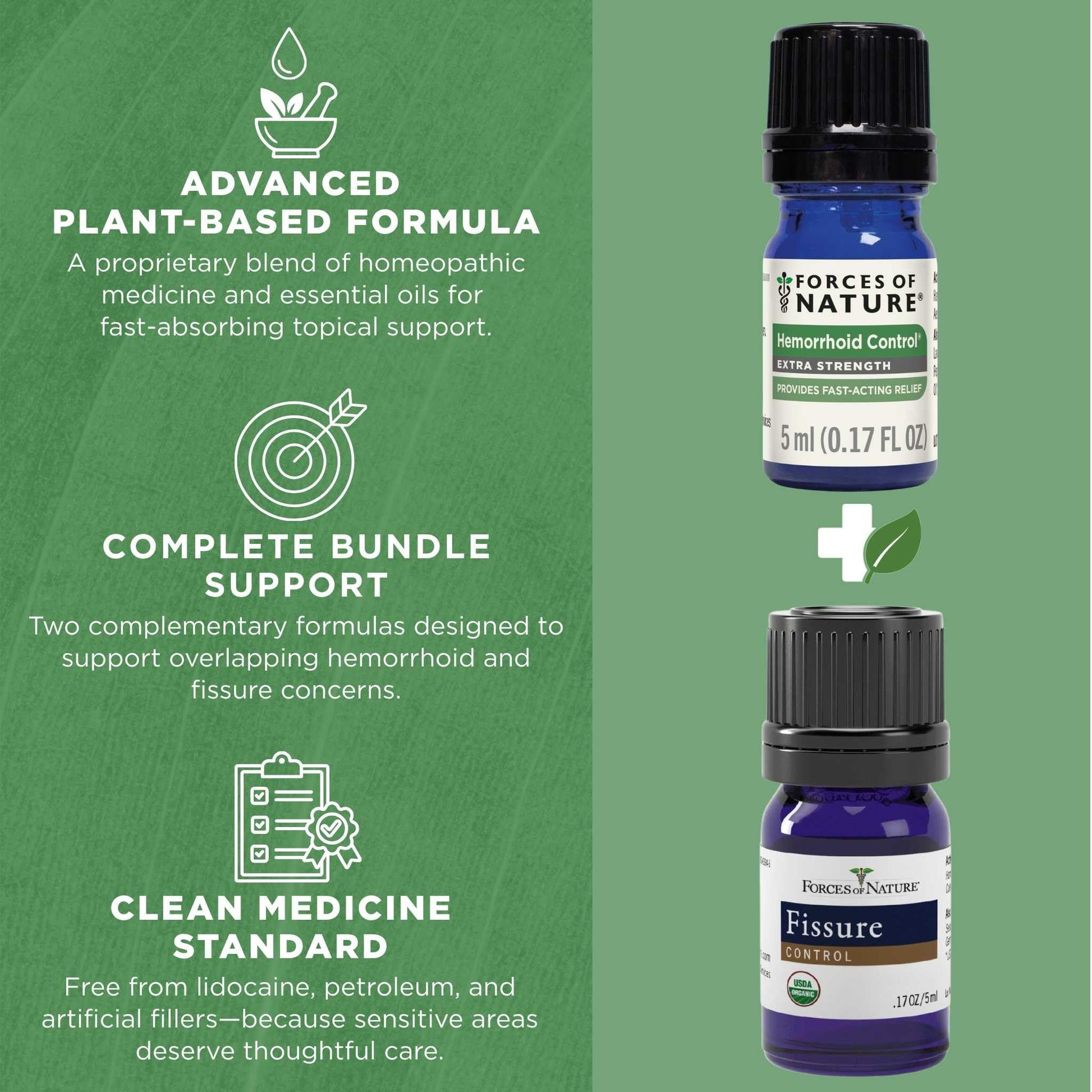 Forces of Nature Hemorrhoid Control Extra Strength (5ml) + Organic Fissure Care (5ml) | Virtual Bundle Forces of Nature Au supplements