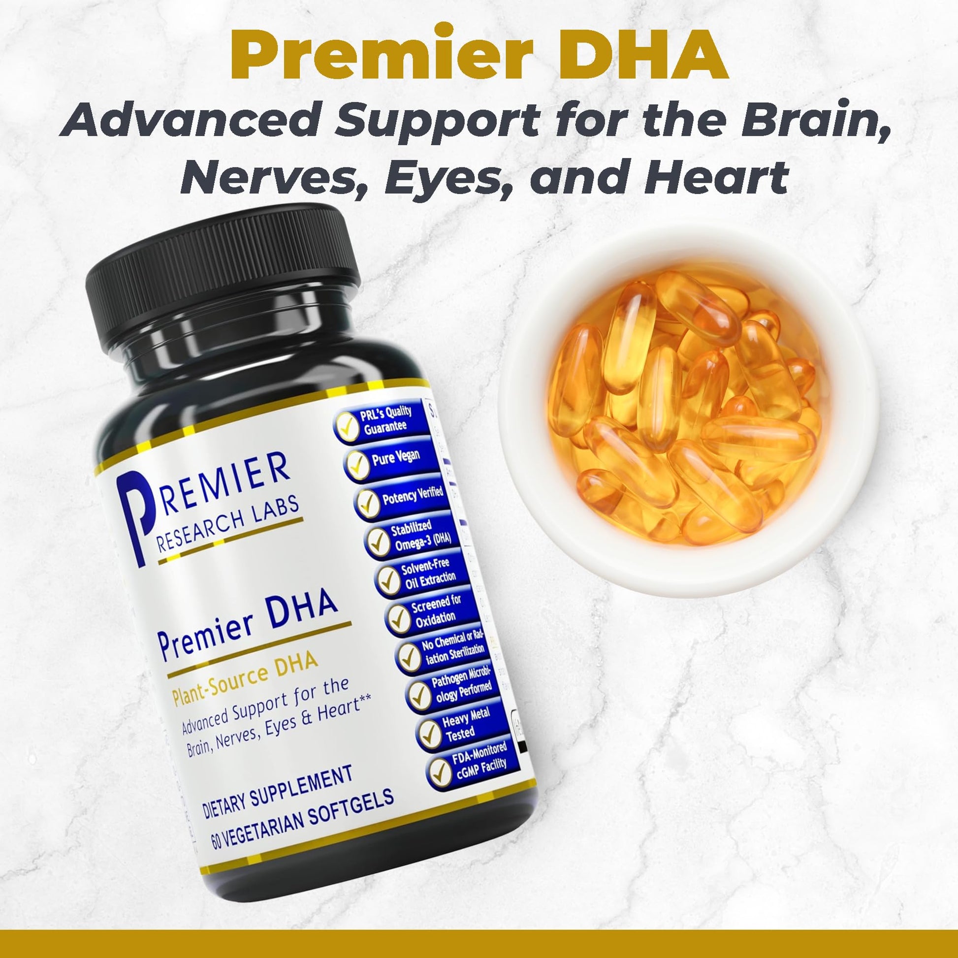 Premier Research Labs Premier DHA - Vegan DHA with Omega 3 Fatty Acids, Algae Based DHA for Women & Men, Natural DHA Supplement Suitable for Vegans- 60 Vegetarian Softgel Capsules Premier Research Labs Au supplements