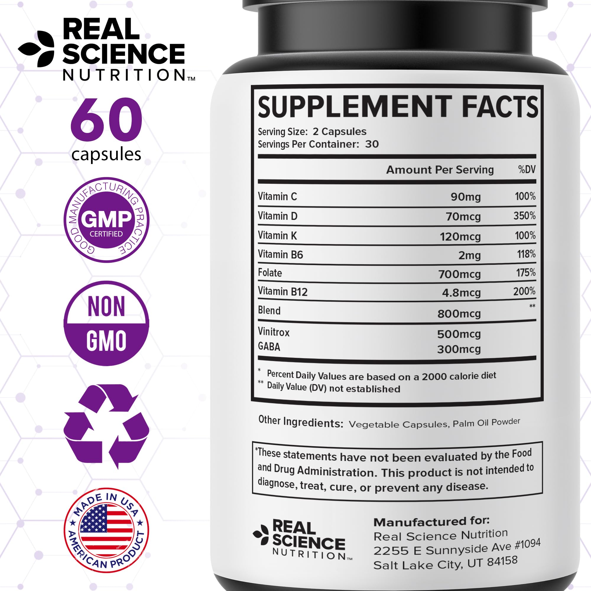 Real Science Perimenopause Supplements for Women for Hormone Balance & Energy Support – Nitric Oxide Formula with Vinitrox, GABA & Essential Vitamins for Hot Flashes, Mood & Energy – 60 Caps Real Science Nutrition Au supplements