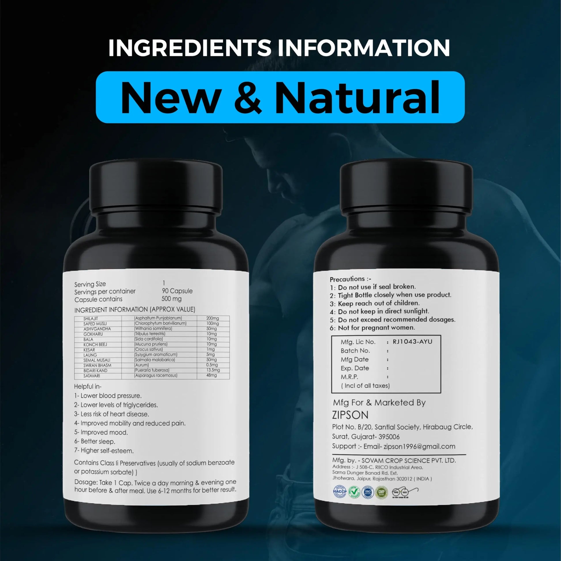ZIPSON Shilajit for Men & Women | 90 Capsules | Himalayan Formula for Extra Power, Stamina & Immune Support | with Natural Fulvic Acid | Non-GMO | 500mg Per Serving ZIPSON Au supplements