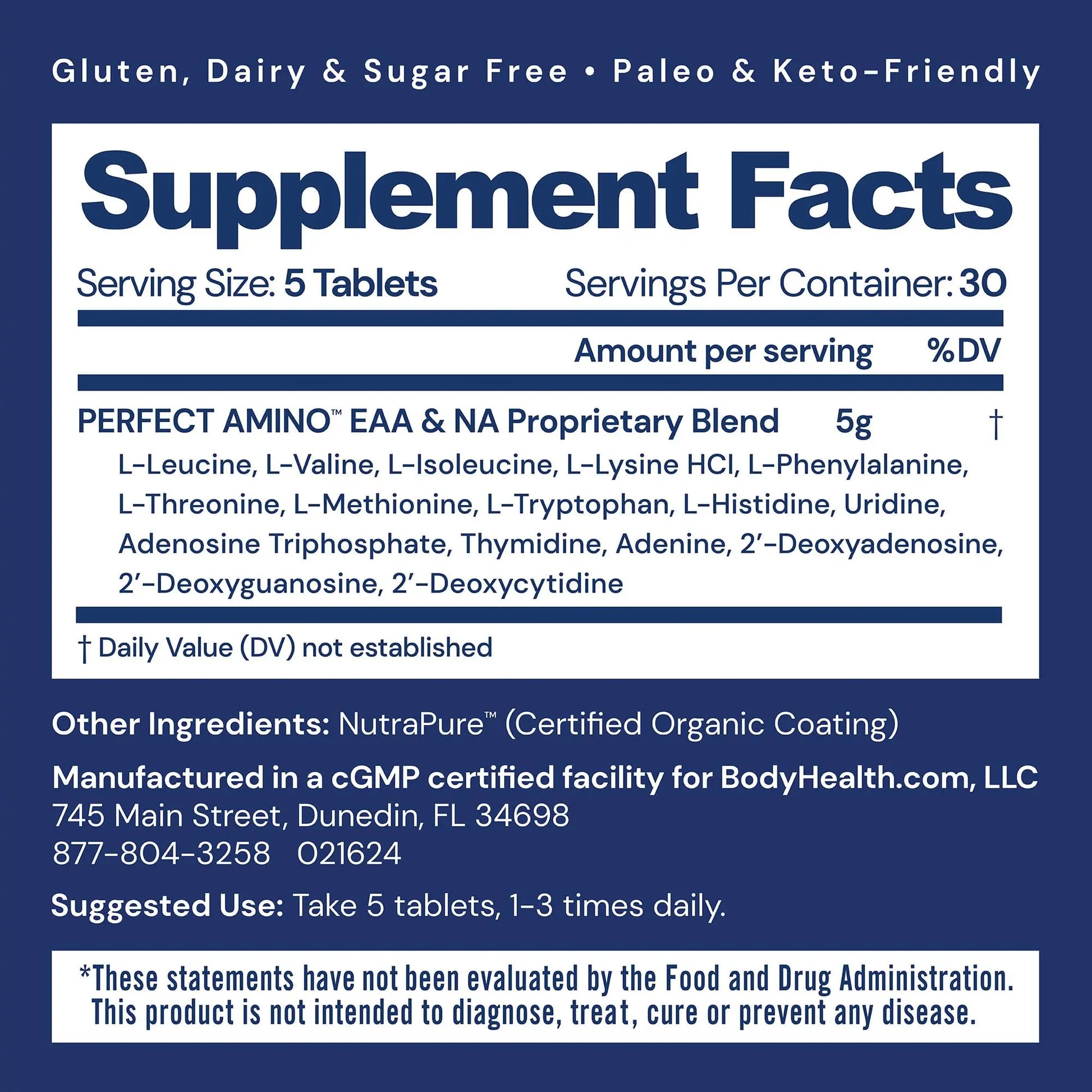 BodyHealth PerfectAmino (150 ct) Easy to Swallow Tablets, Essential Amino Acids Supplement with BCAAs, Vegan Protein for Pre/Post Workout & Muscle Recovery with Lysine BodyHealth Au supplements