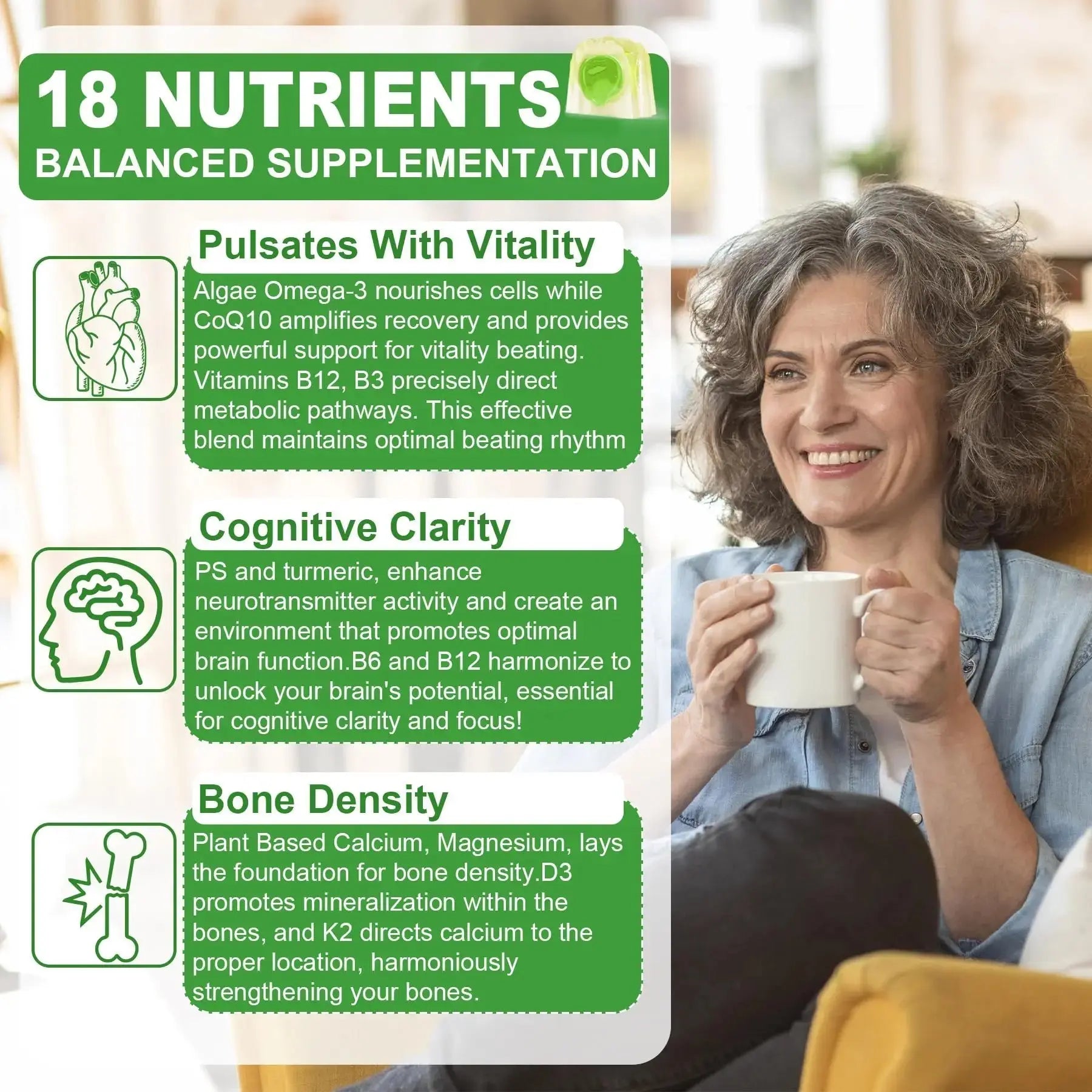 NEVISS 50+ Daily Gummy Multivitamin Algae Omega 3 & Calcium, CoQ10, Magnesium + Vitamin D3 5000IU Gummies 125mcg with Calcium 600mg, K2(MK7) 200mcg NEVISS Au supplements