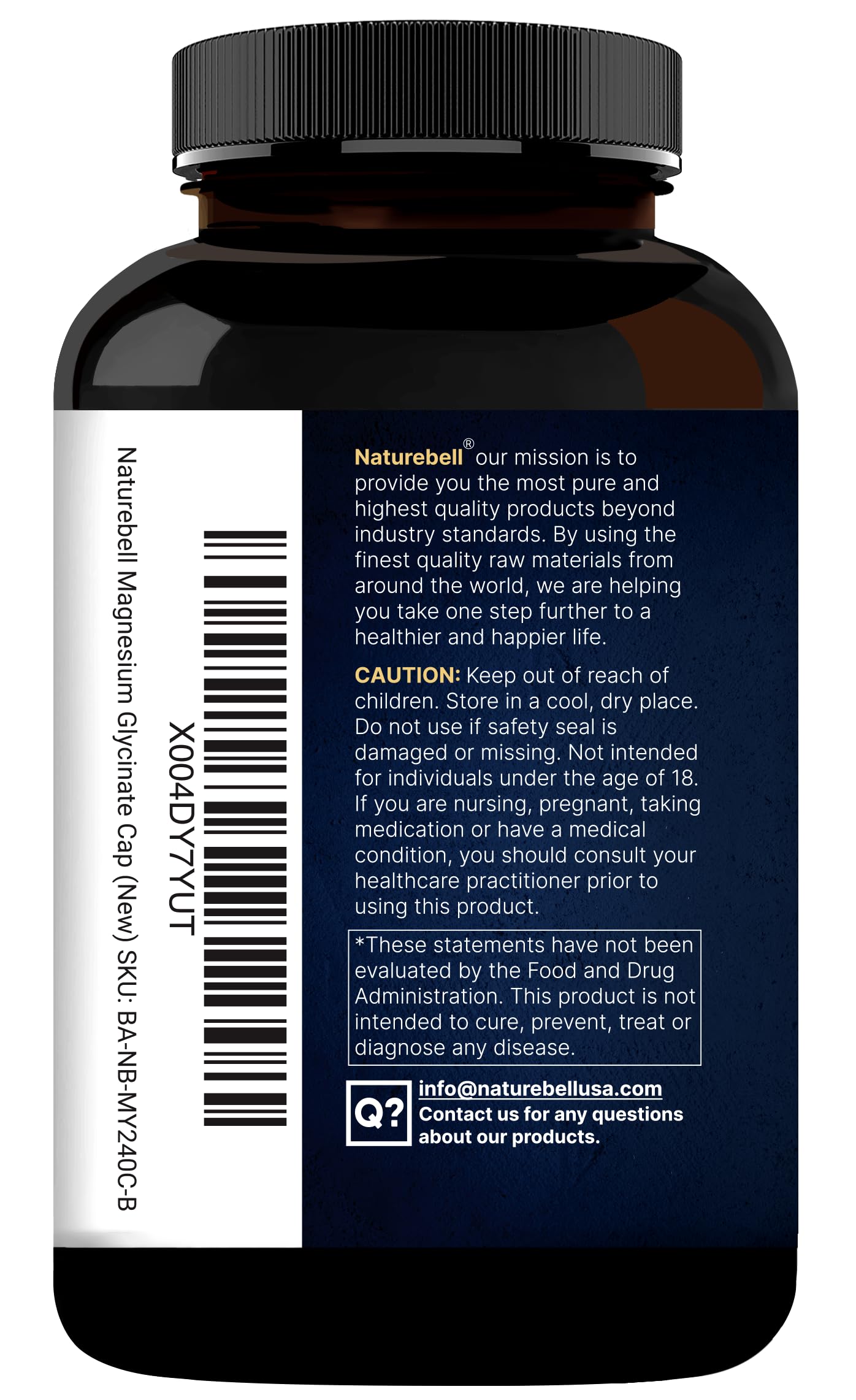 Naturebell Pure Magnesium Glycinate 500mg, 240 Veggie Capsules | 100% Chelated & Purified – 3rd Party Tested, Vegan Friendly, Non-GMO, Fiiler Free NatureBell Au supplements