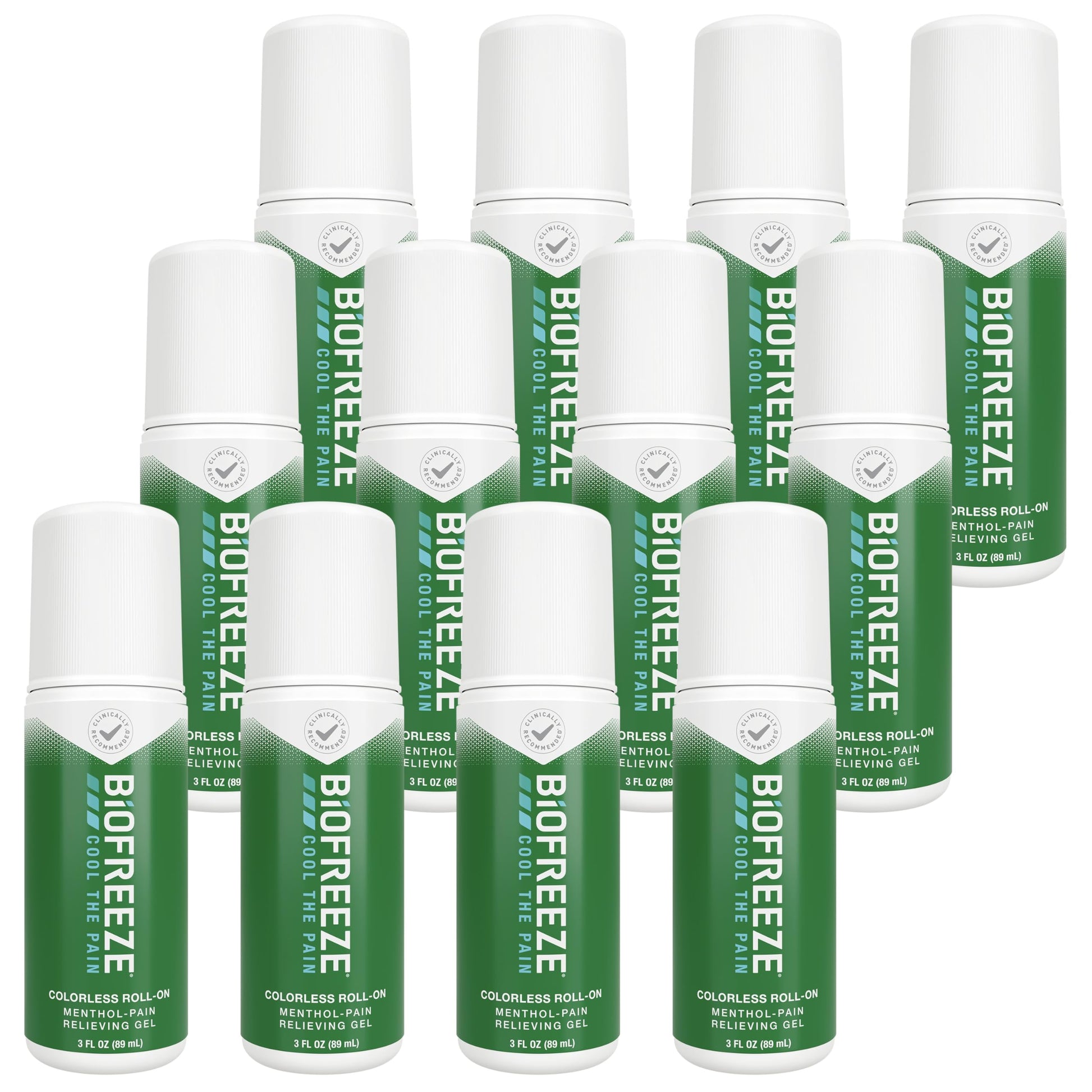Biofreeze Roll-On Pain-Relieving Gel 3 FL OZ, Colorless (Pack Of 12) Topical Pain Reliever For Muscles And Joints From Arthritis, Backache, Strains, Bruises, & Sprains Biofreeze Au supplements
