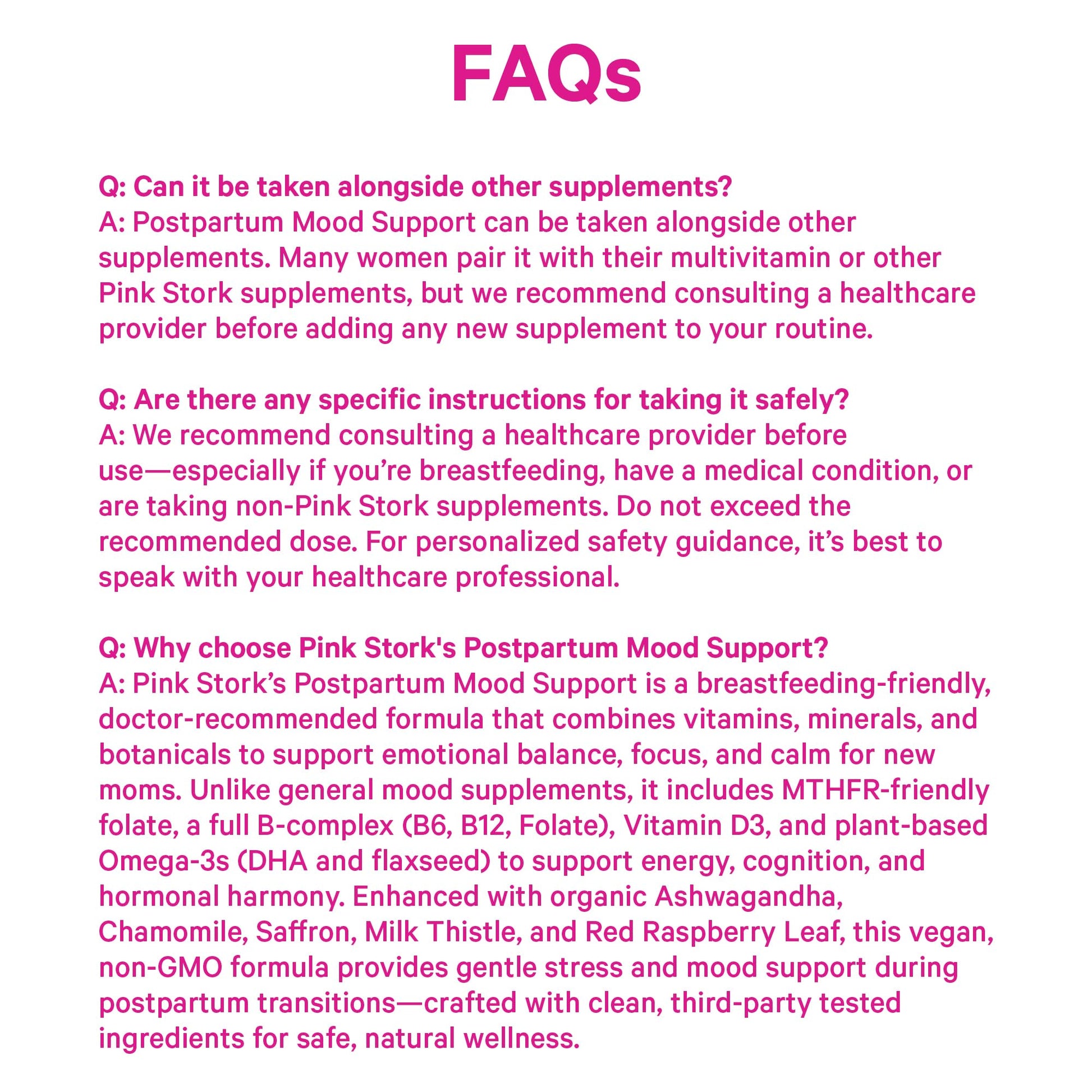 Pink Stork Postpartum Mood Support - Postnatal Hormone Balance for Women - Breastfeeding Friendly - Stress & Cognitive Support, New Mom Essentials - Ashwagandha, Chamomile, & Vitamin D, 60 Capsules Pink Stork Au supplements