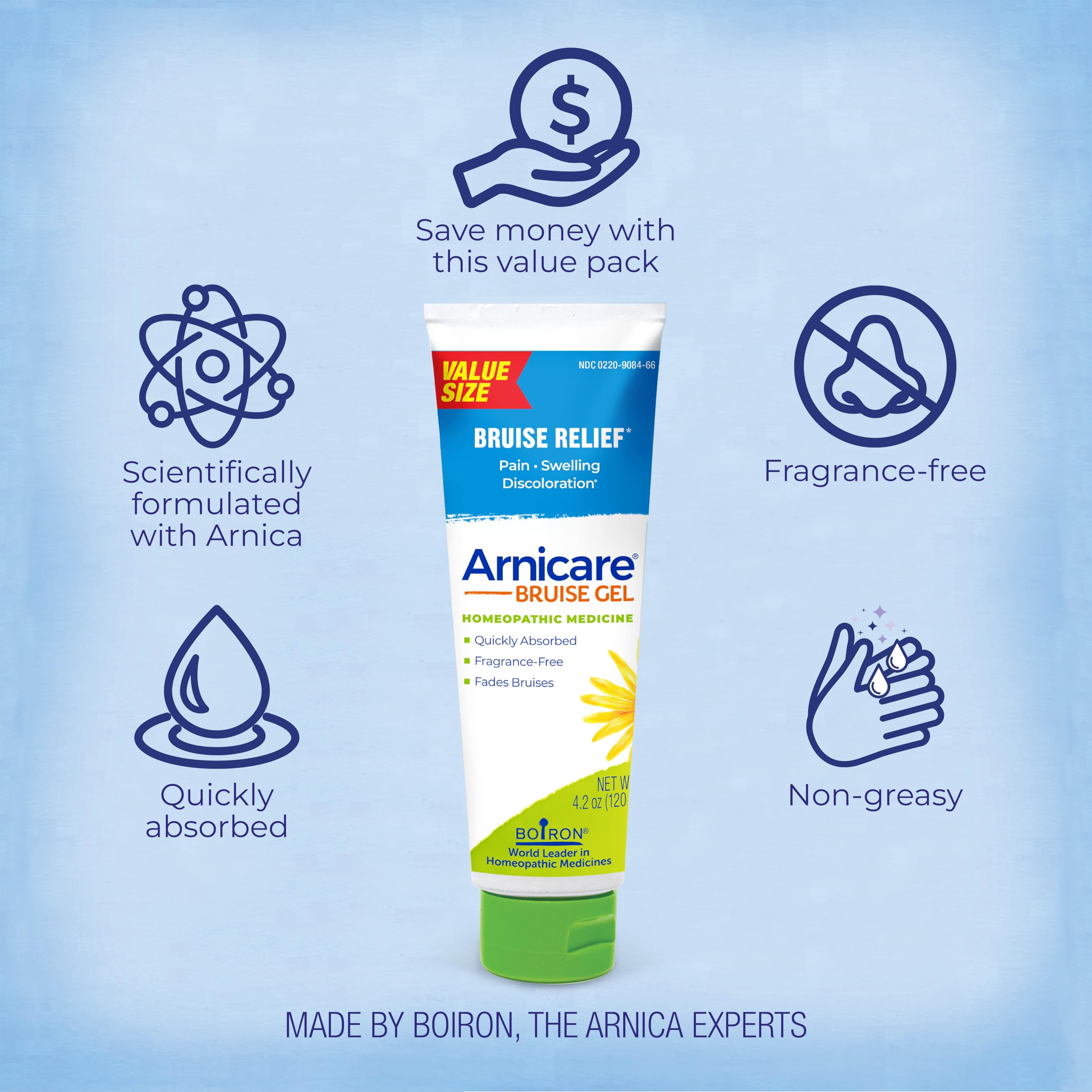 Boiron Arnicare Bruise Gel for Pain, Inflammation or Swelling, Soreness, and Discoloration - Non-greasy and Fragrance-Free - 4.2 oz Boiron Au supplements