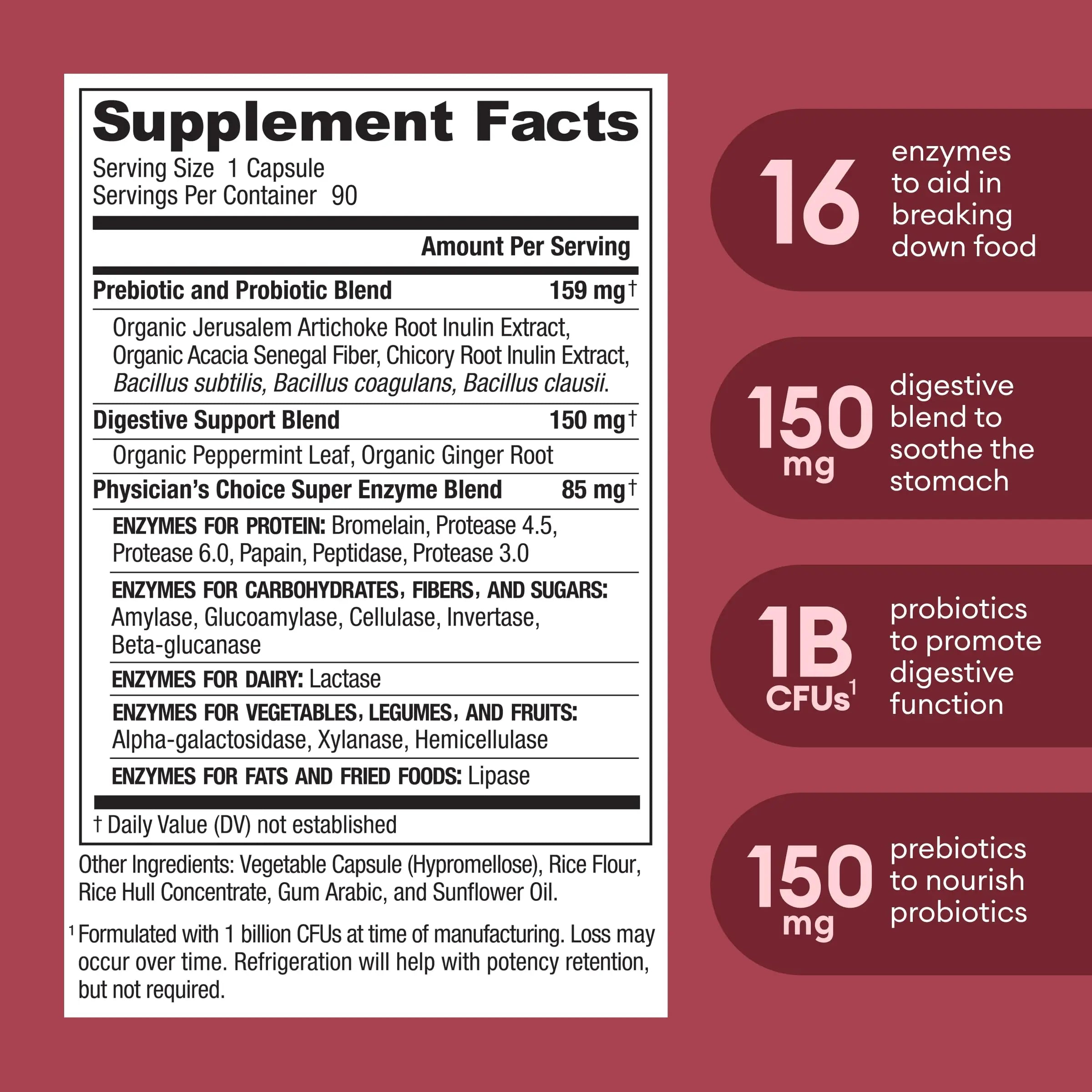 Physician's CHOICE Digestive Enzymes - Multi Enzymes, Organic Prebiotics & Probiotics Physician's CHOICE Au supplements