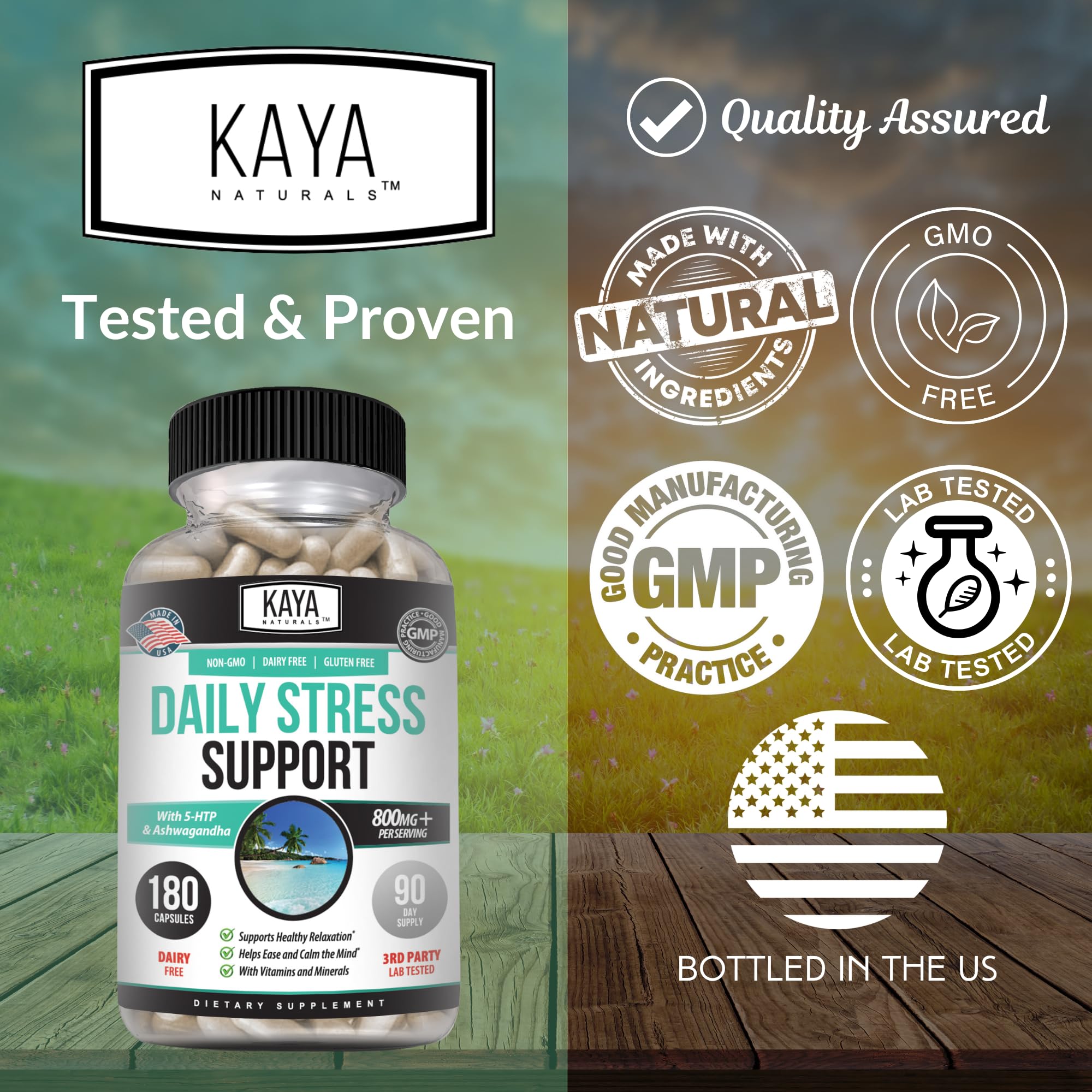 Kaya Naturals - Natural Herbal Support Vitamin Supplement are Designed to Help You find Balance and Relaxation in Your Daily Routine - Vitamin Supplement - 180 Capsules Kaya Naturals Au supplements