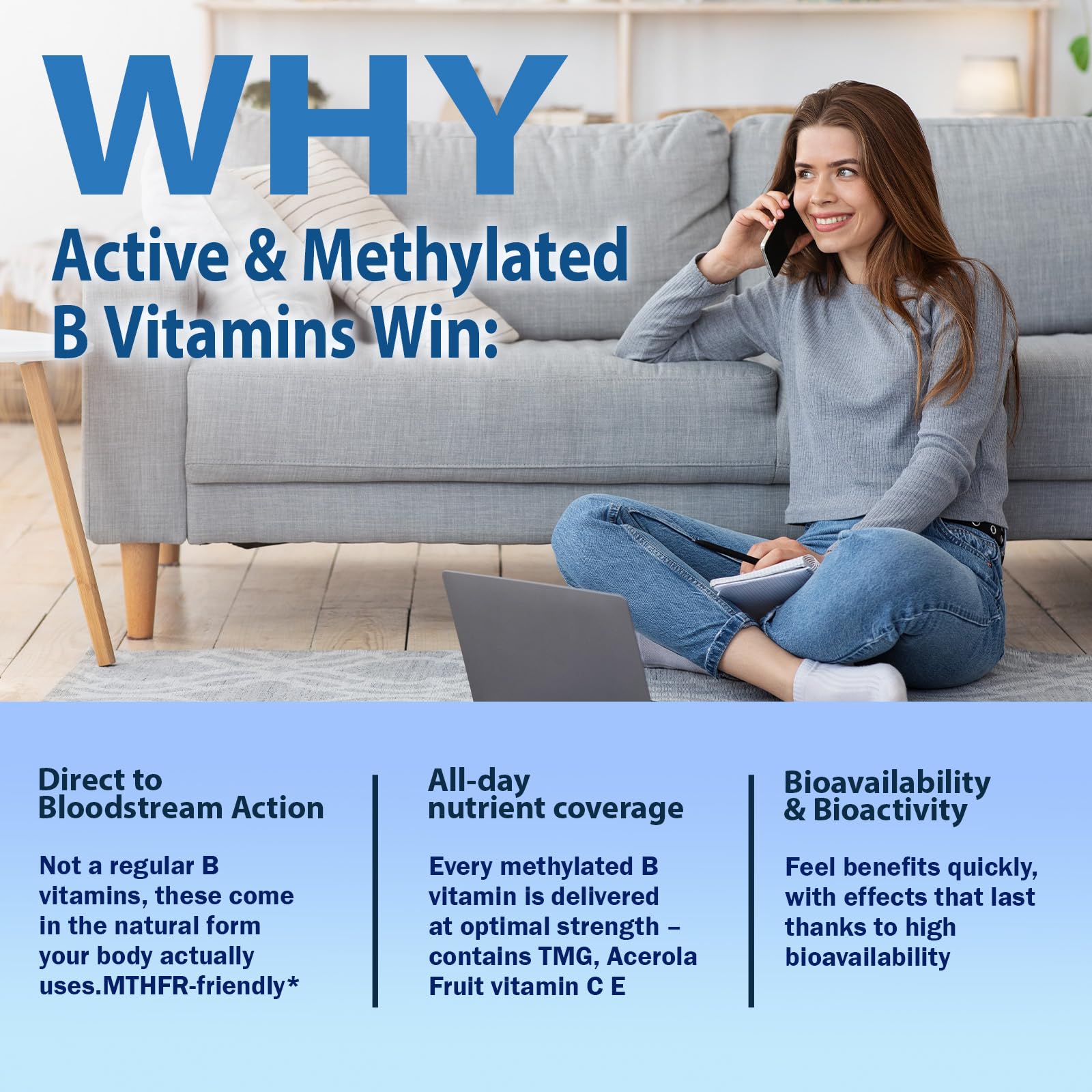 Methylated B Complex Liquid Drops, Complete Methyl B Complex Multivitamin w. 5-MTHF MethylFolate Inositol & Choline, Super B-Complex Methylated for MTHFR Support, Energy Mood Nerve & Brain Health AuraraNeNourish Au supplements