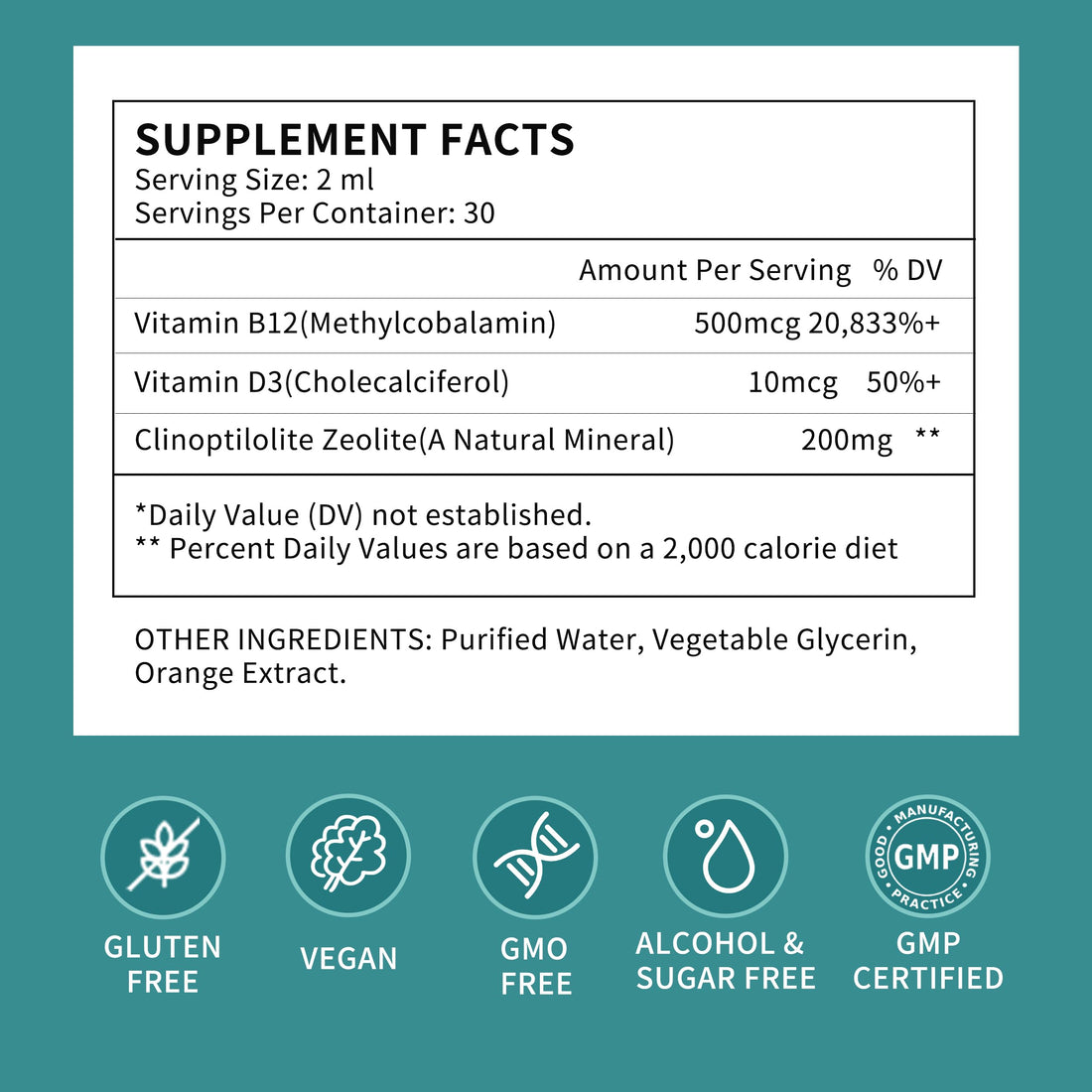 Zeolite Drops for Women,Adults and Kids- Clinoptilolite Zeolite Liquid Drops with Vitamin B12 & D3 - Heavy Metal Support, Immune Health, Natural Metabolism, Energy & Clear Skin - 30 Day Vegan Supply Herbance Au supplements