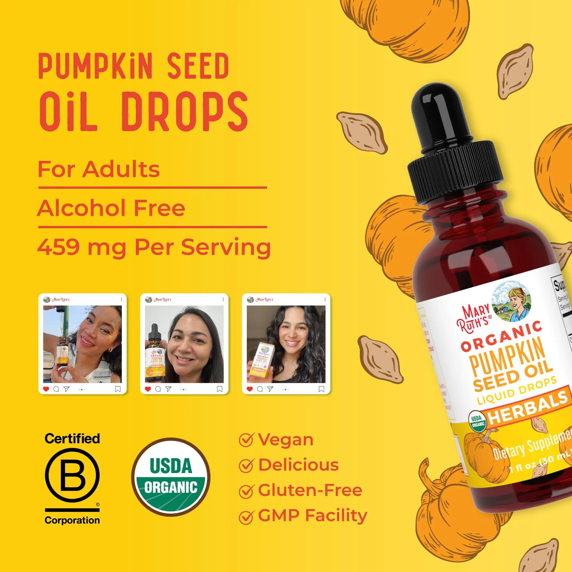 MaryRuth Organics Pumpkin Seed Oil Cold Pressed | 2 Month Supply | USDA Organic Pumpkin Seed Liquid Drops for Men and Women | Urinary Health in Men | Sugar Free | Vegan | Non-GMO | 60 Servings MARYRUTH'S Au supplements