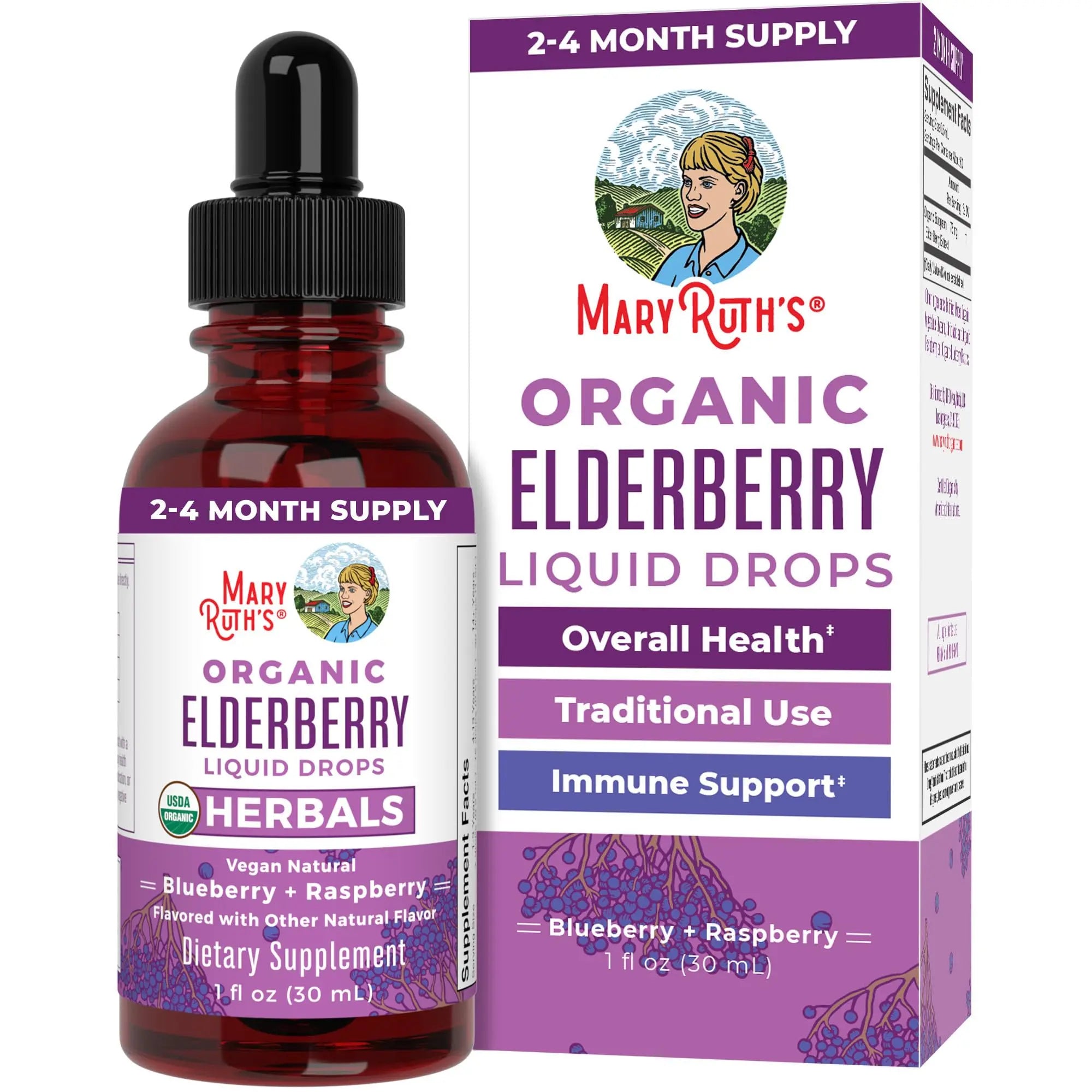 MARYRUTH'S Elderberry Liquid Drops for Adults & Kids | Immune Support | Antioxidant | Overall Wellness | Elder Berry Extract | USDA Organic | Sugar Free | Vegan | Non-GMO | Gluten Free | 1 Fl Oz MARYRUTH'S Au supplements