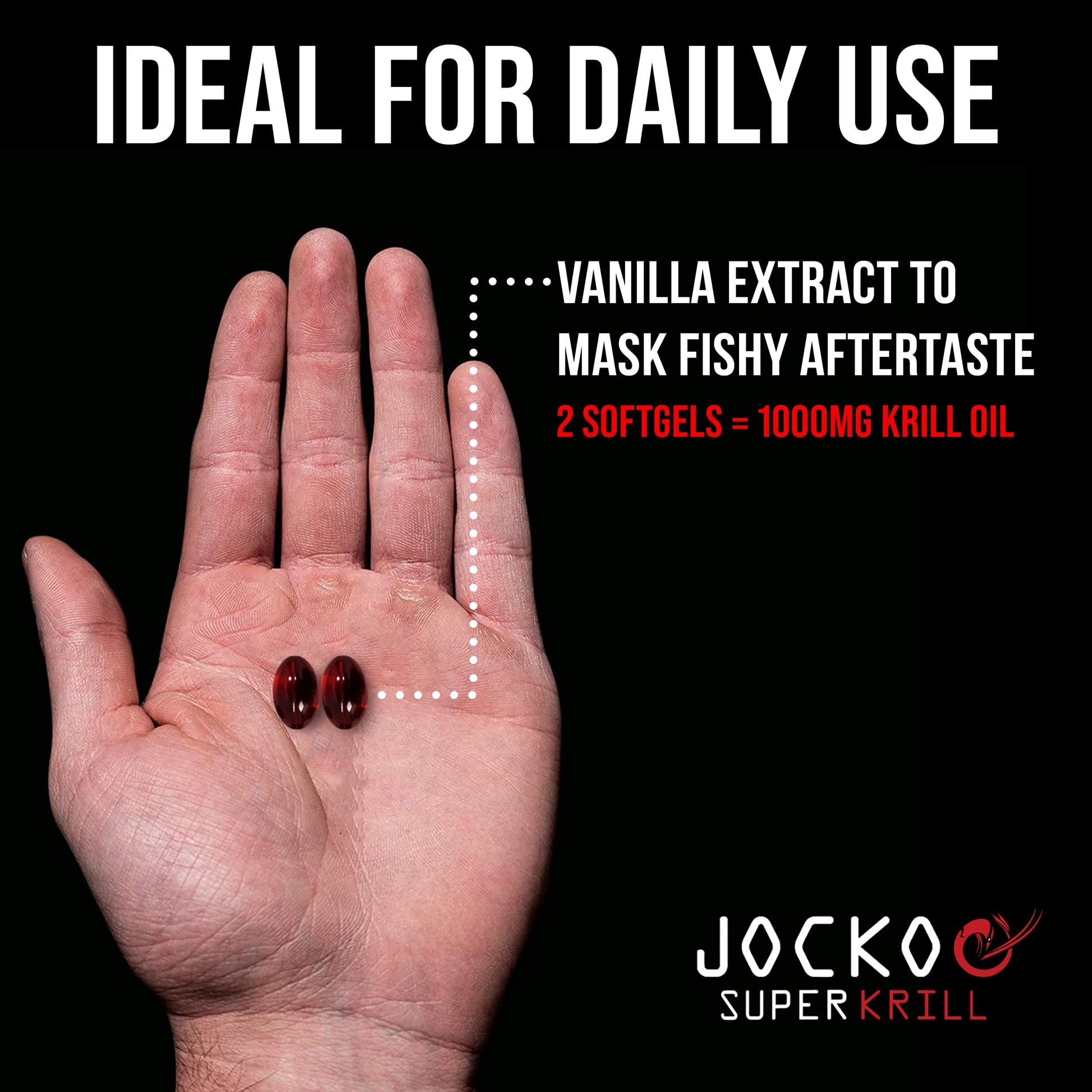 Jocko Fuel Antarctic Krill Oil Omega 3 Fatty Acid Supplements DHA & EPA - 1000mg Softgels - Supports Joints, Mobility & Mental Function (60 Softgels) Jocko Fuel Au supplements