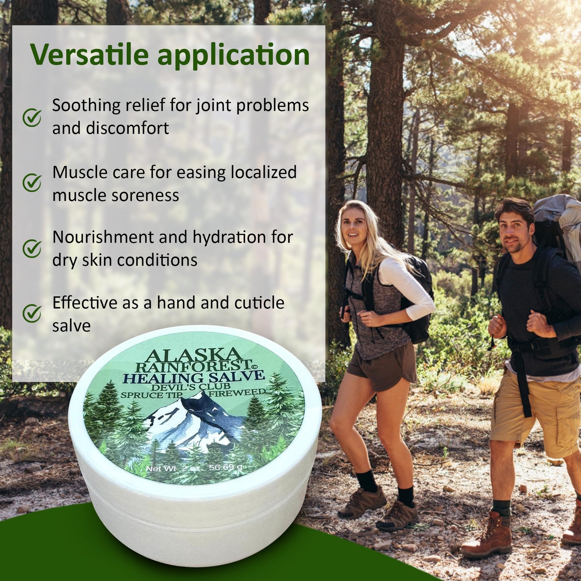 Snowy Summit Alaska Rainforest Salve - Herbal Salve for Dry Skin & Joint Relief - Natural Super Salve for Soothing Skin with Gentle Aroma - Body & Hand Salve - Muscle Rub with Alaskan Devil’s Club Oil Snowy Summit Au supplements