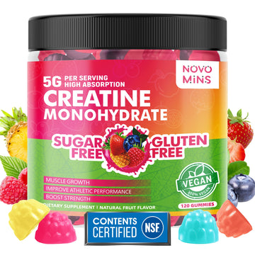 NSF Certified Creatine Gummy - Creatine Monohydrate Gummies 5000mg for Men & Women, Chewables Creatine Monohydrate for Muscle Strength, Muscle Builder, Energy Boost, Pre-Workout Supplement(120 Count) novomins Au supplements