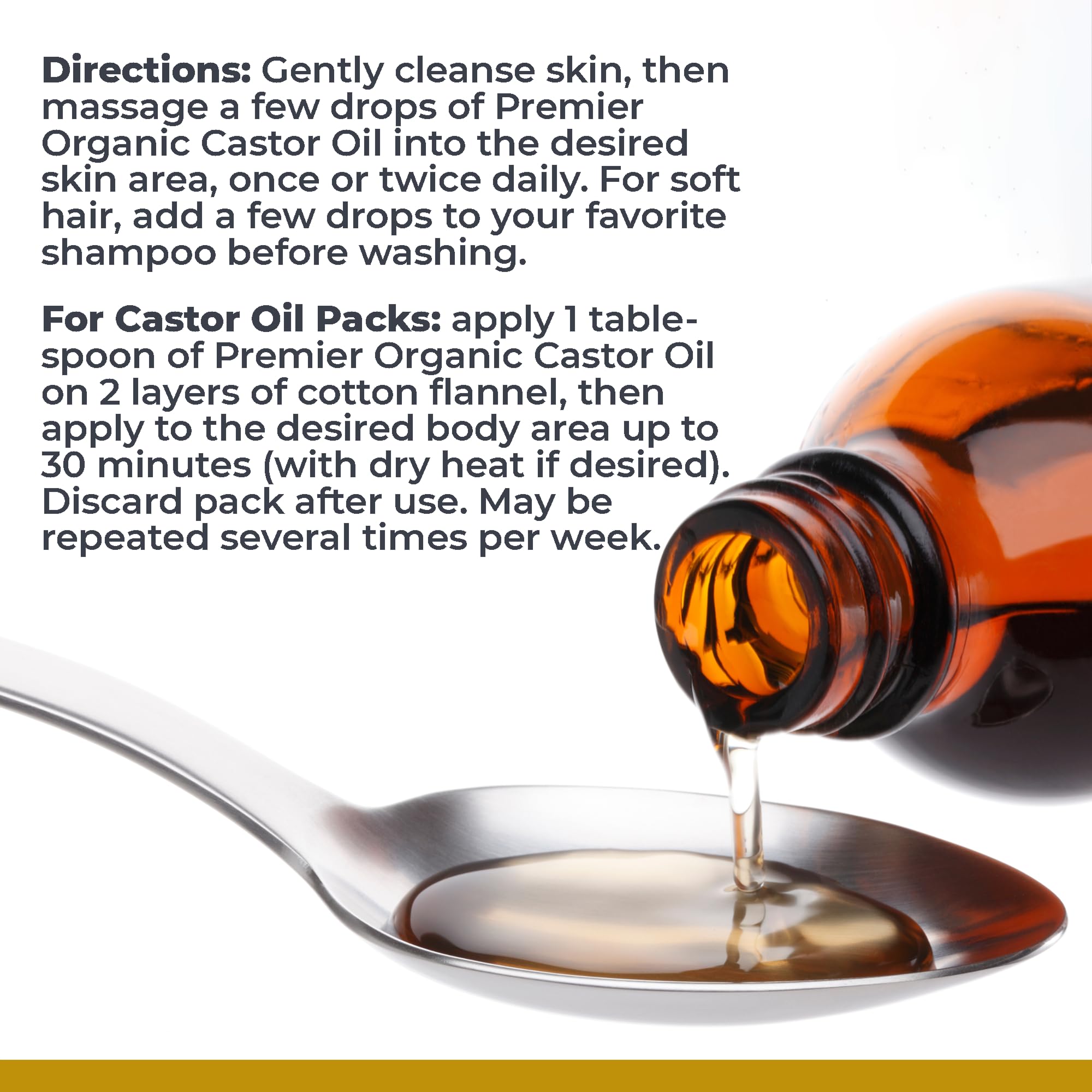 Premier Research Labs Organic Castor Oil for Face - Cold Pressed 100% Pure Castor Oil for Hair Growth, Skin & Body, Hexane Free - 8 Oz Bottle Premier Research Labs Au supplements