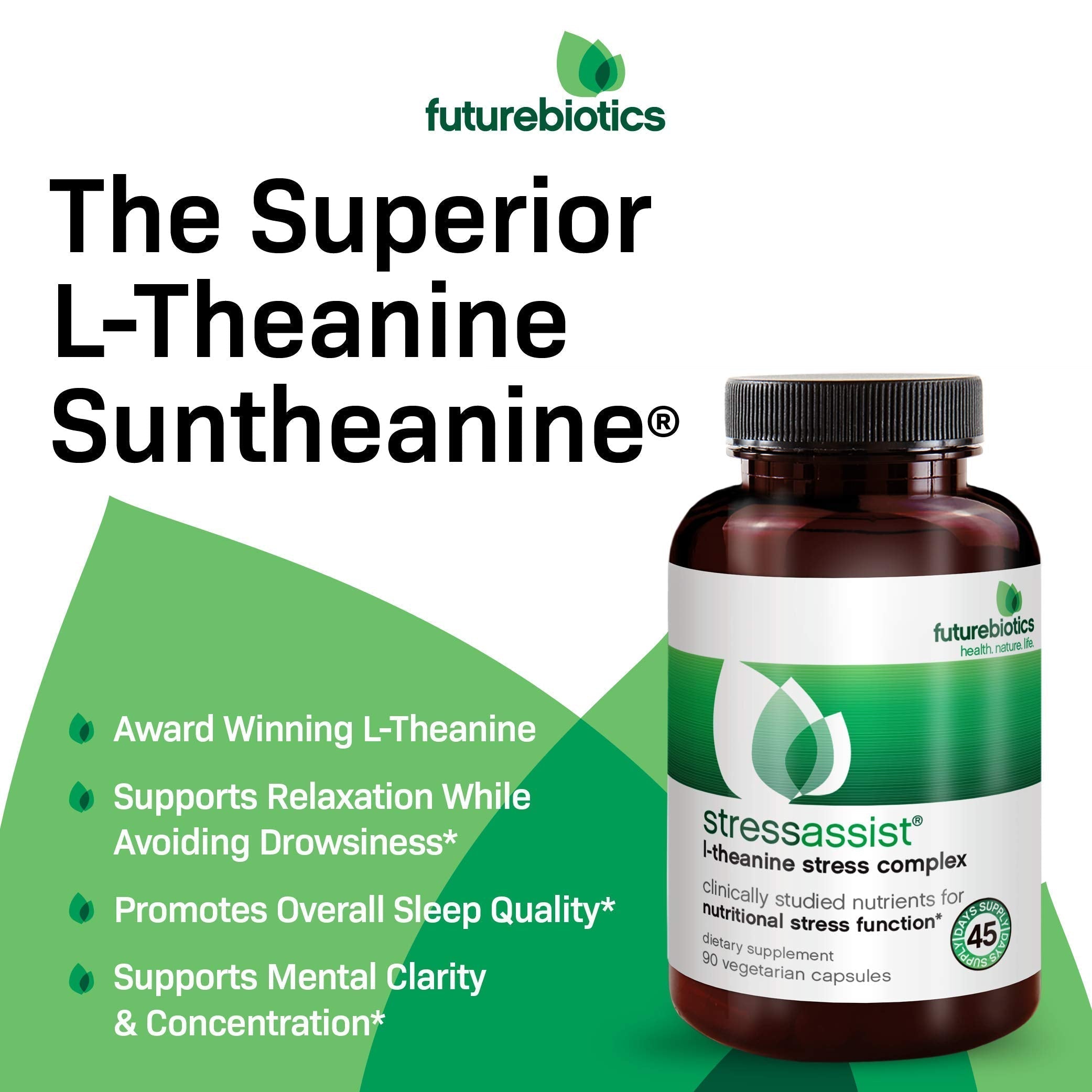 Futurebiotics Stressassist L-theanine Ashwagandha and Rhodiola Rosea Stress Complex - Natural Nutritional Stress Function, 90 Vegetarian Capsules Futurebiotics Au supplements