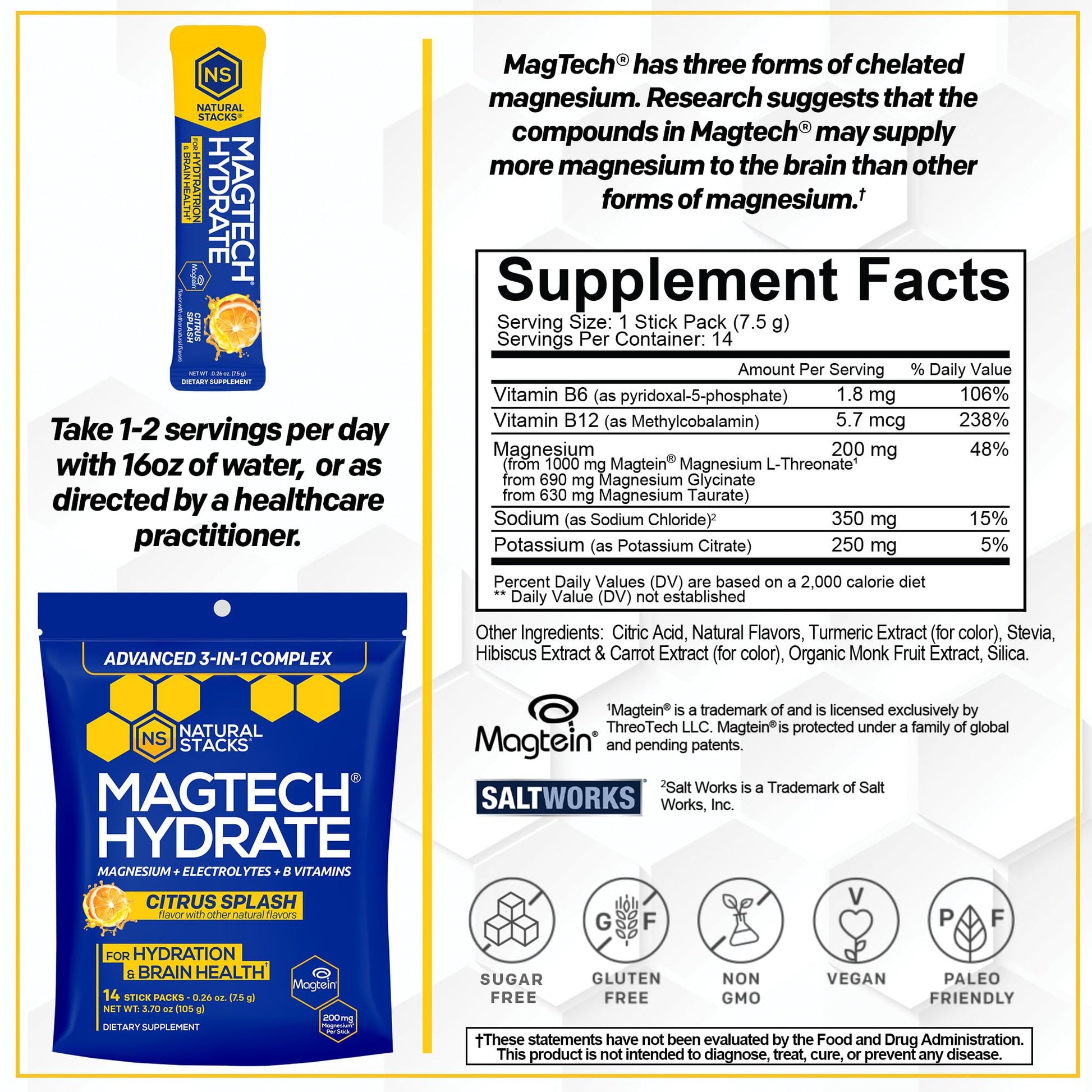 NATURAL STACKS Creatine Monohydrate & Magtech Hydrate Bundle - 2500mg Creatine + 200mg Elemental Magnesium Per Serving - Supports Hydration, Brain Health & Endurance - 44 Total Servings NATURAL STACKS Au supplements