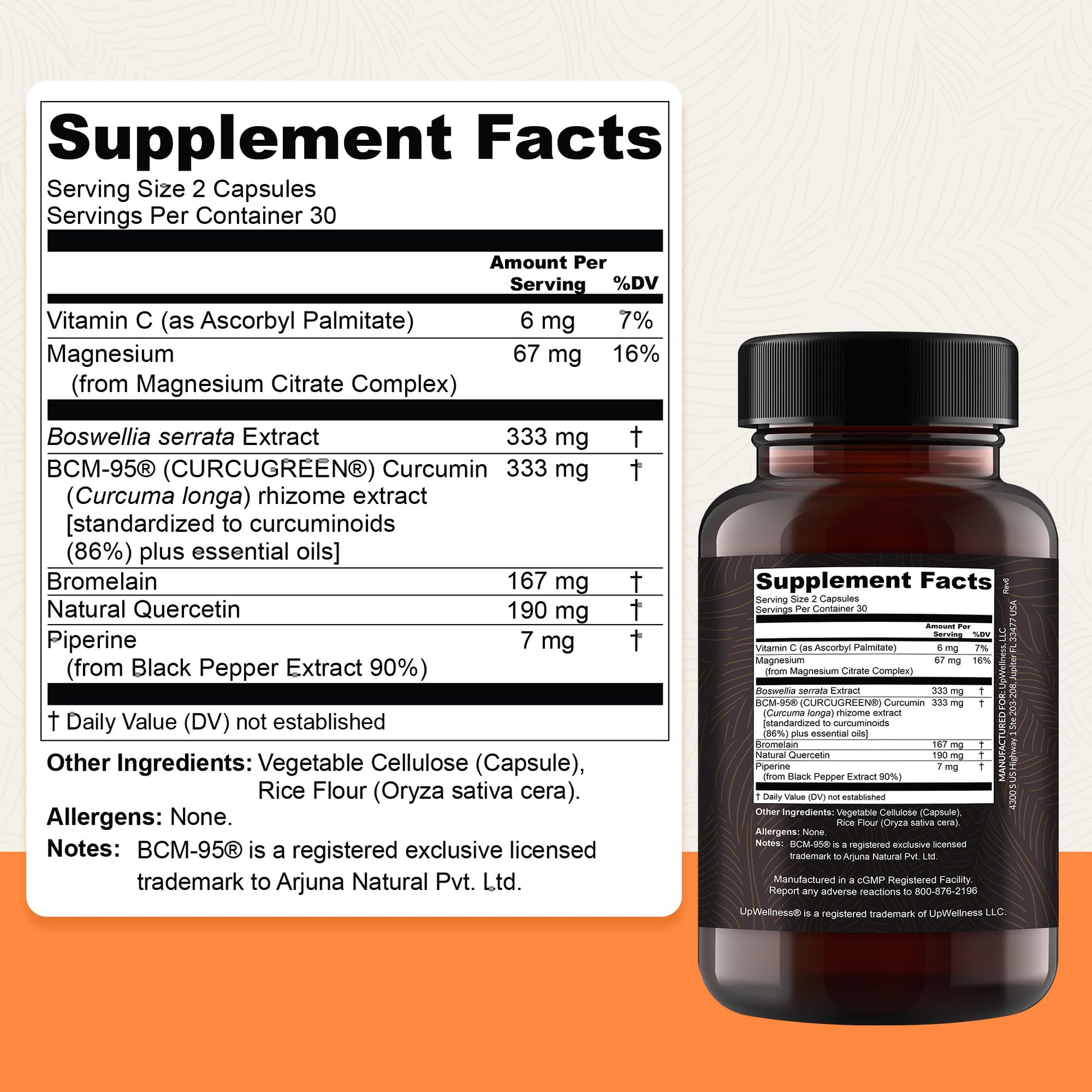 UpWellness Golden Revive + Joint Support Supplement Featuring Turmeric with Black Pepper, Quercetin, and Magnesium- Turmeric Boswellia Supplement - 6 Active Ingredients - 60 Capsules, 3 Pack UpWellness Au supplements