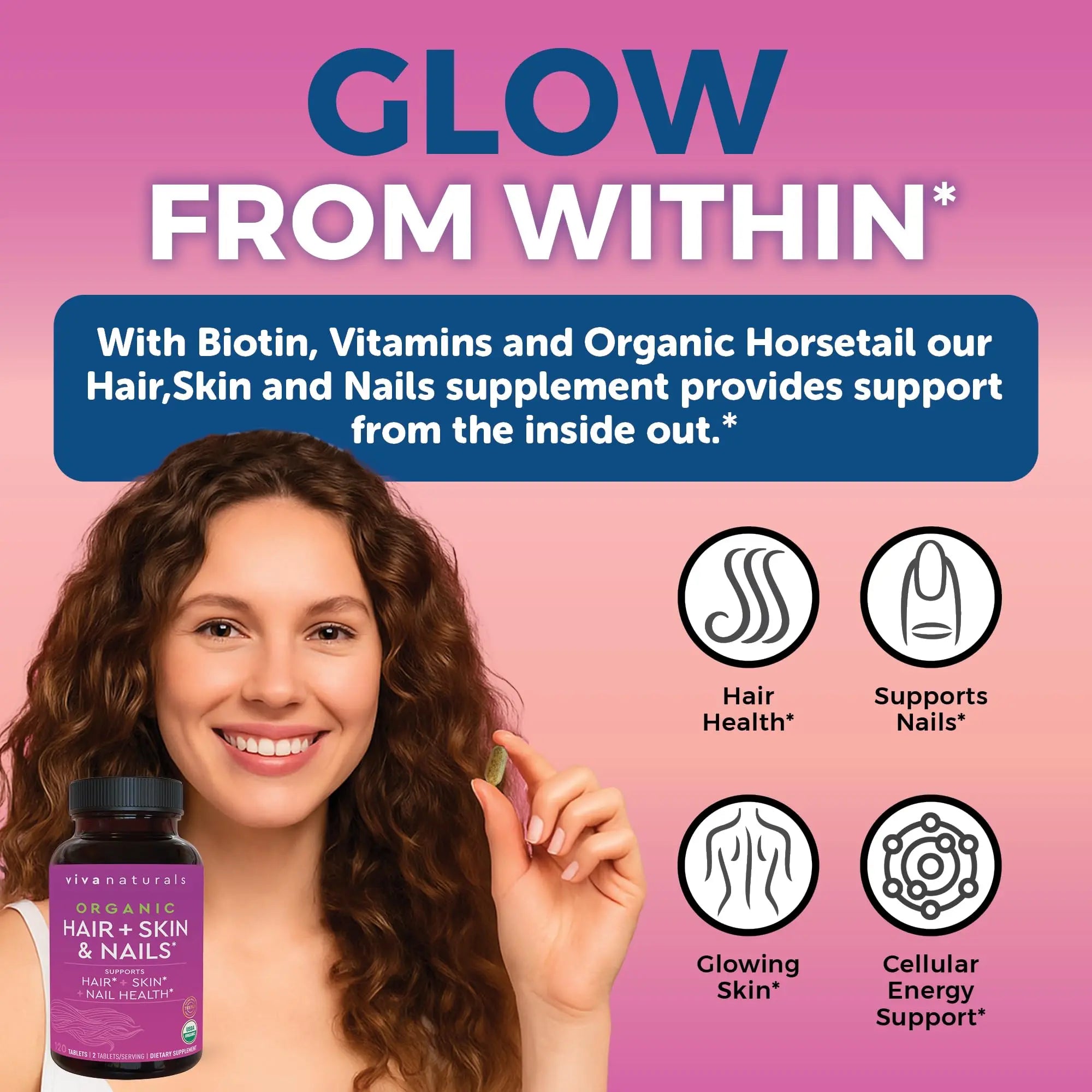 Biotin 5000 mcg Hair Skin Nails Vitamins for Women – Organic and Vegetarian-Friendly Supplement with Vitamin E, B-Vitamins, Spirulina Viva Naturals Au supplements