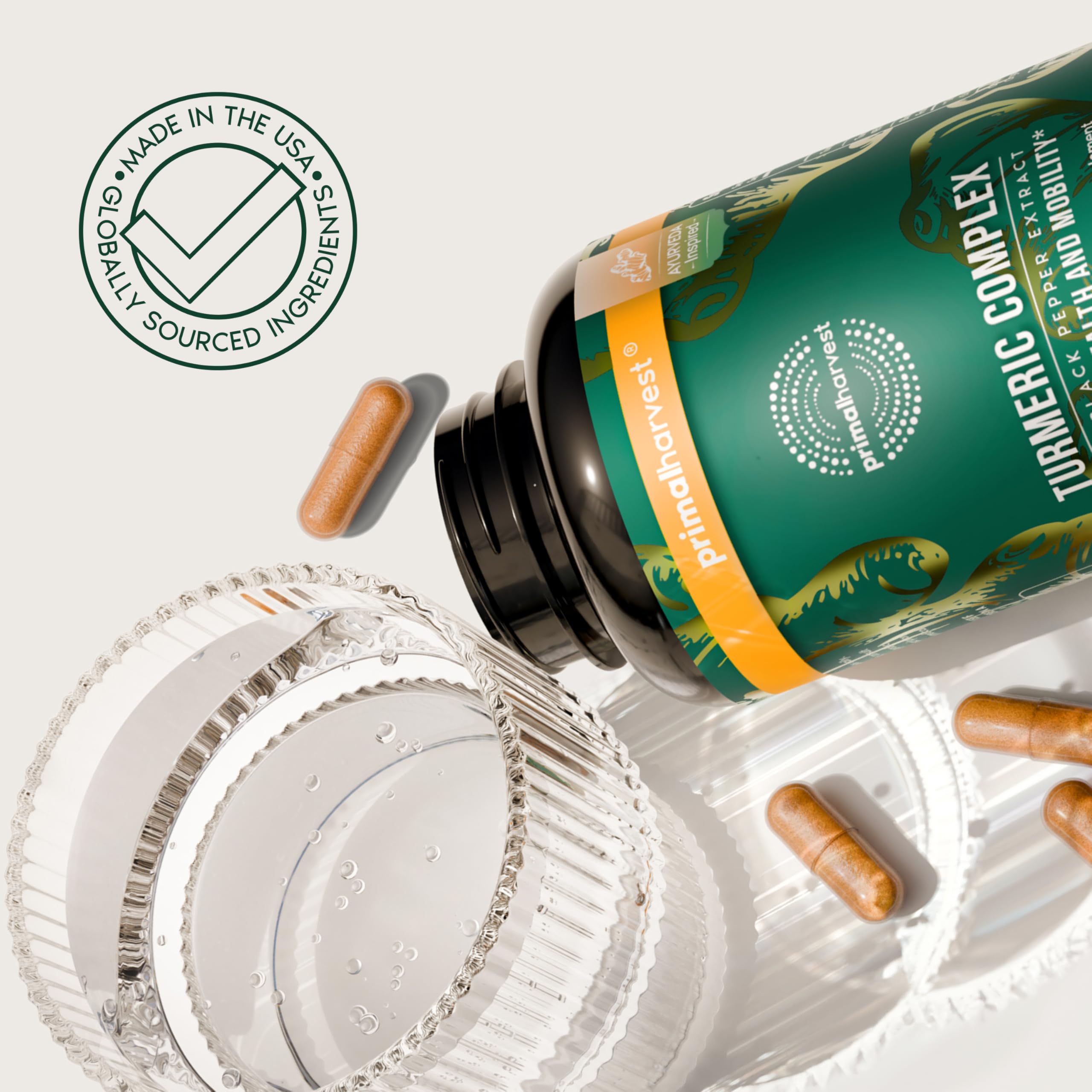 Primal Harvest 1 Pack, Primal Turmeric Complex w/Black Pepper Extract, Joint and Mobility Support Turmeric Supplement for Women & Men, 60 Capsules Primal Harvest Au supplements