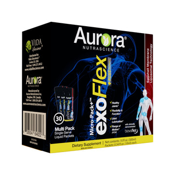 Aurora Nutrascience Micro-Pack Liposomal exoFlex+ - Liquid Vitamin C Supplement, Eggshell Membrane with BiovaFlex, Curcumin, & Boswellia, for Men & Women - 30 Single-Serve Packets Aurora Nutrascience Au supplements