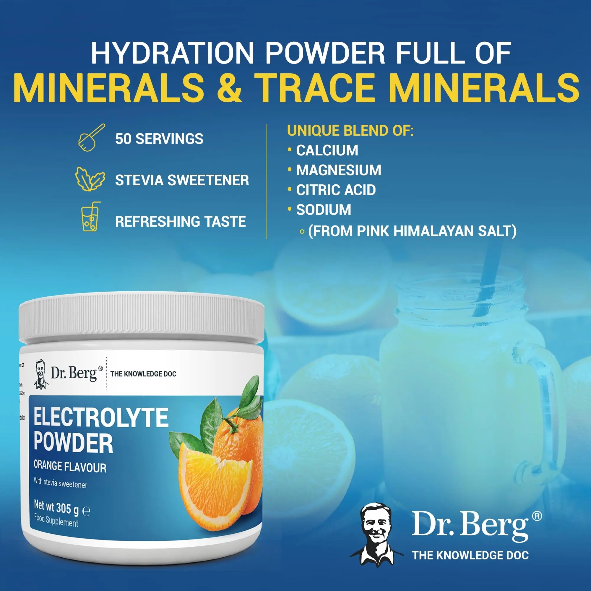 Dr. Berg Electrolyte Powder - Electrolyte Drink Supplements with 1000mg Potassium Dr. Berg Nutritionals Au supplements