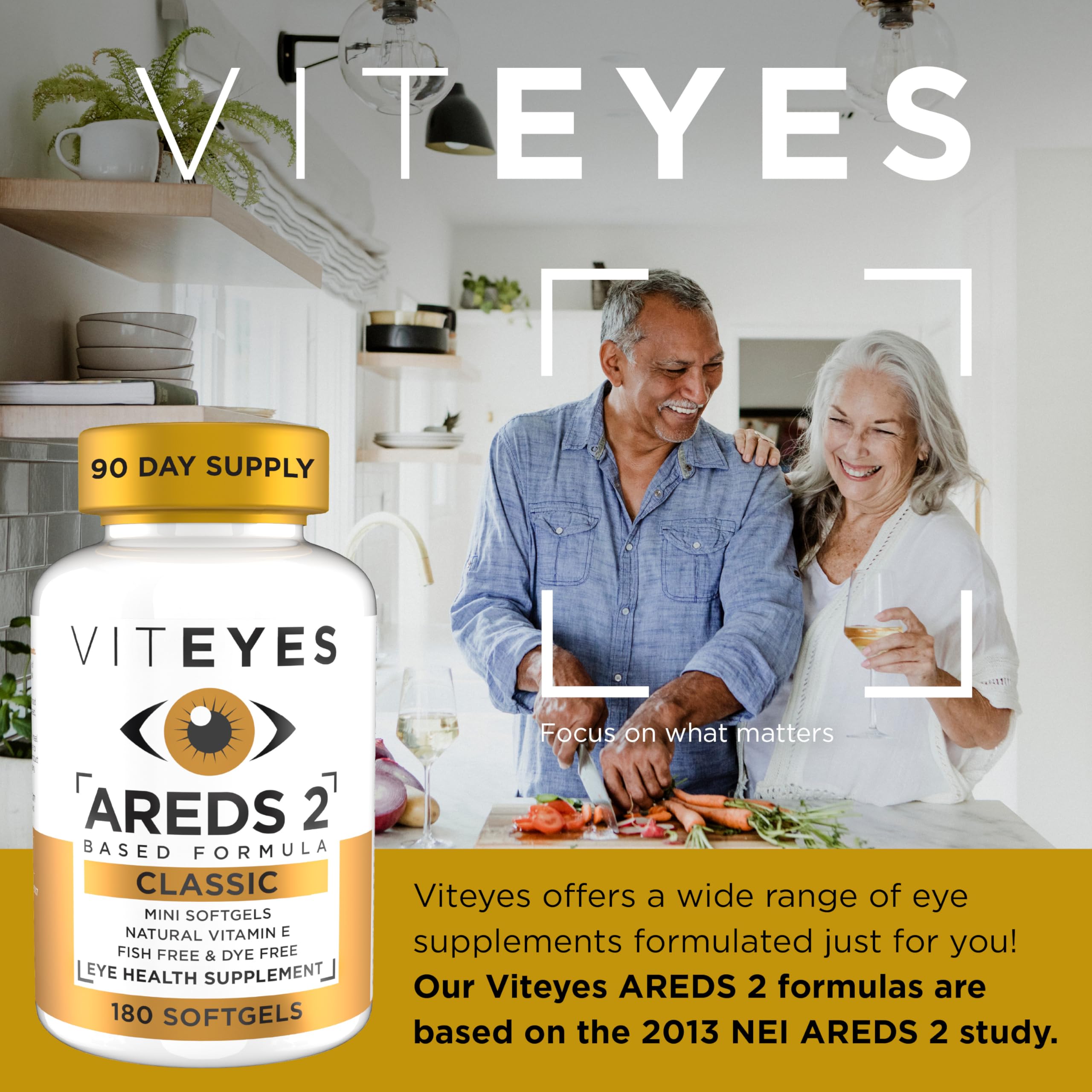 Viteyes AREDS 2 Classic Macular Health Formula Softgels, Eye Health Vitamin to Support Macular Health, Lower Zinc, Eye Vitamins, Macular Vitamins, Beta-Carotene Free, 180 Softgels Viteyes Au supplements