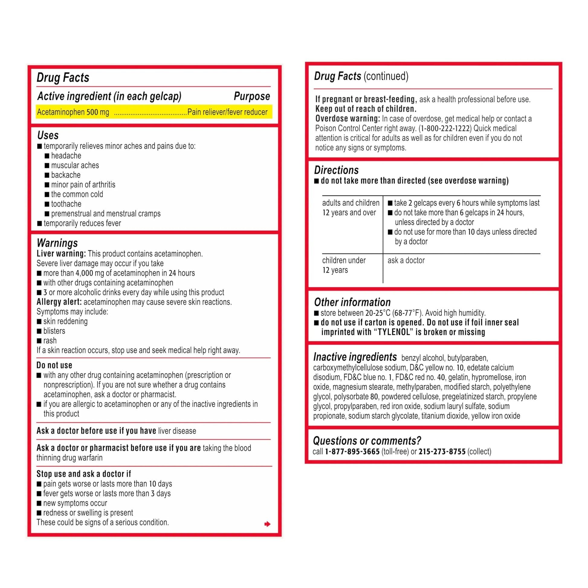 Tylenol Extra Strength Acetaminophen Rapid Release Gels, Fast, Strong Pain Relief, Fever Reducer Medicine, 500 mg Gelcaps with Laser‑Drilled Holes for Fast Release, Value Size, 225 Count Tylenol Au supplements