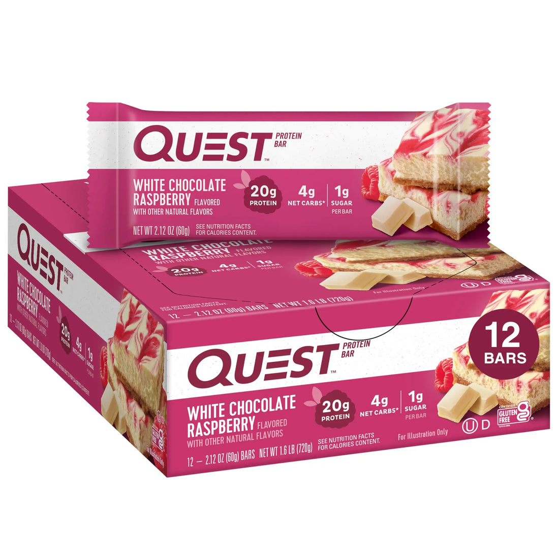 Quest Nutrition White Chocolate Raspberry Protein Bars, High Protein, Low Carb, Gluten Free Quest Nutrition Au supplements