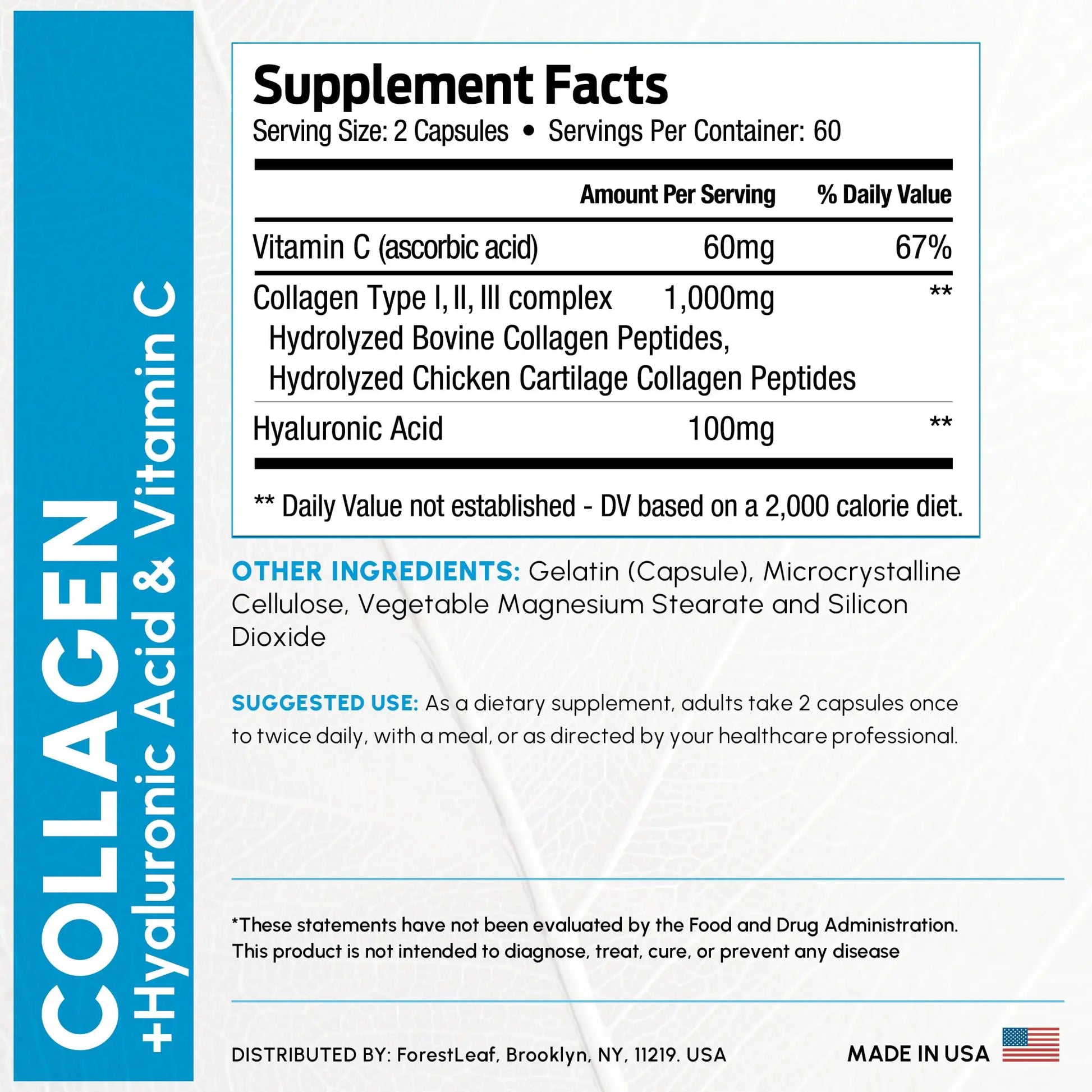 ForestLeaf Multi Collagen Pills with Hyaluronic Acid + Vitamin C | Hydrolyzed Collagen Supplements for Women or Men | Multi Collagen Capsules Peptides for Skin ForestLeaf Au supplements