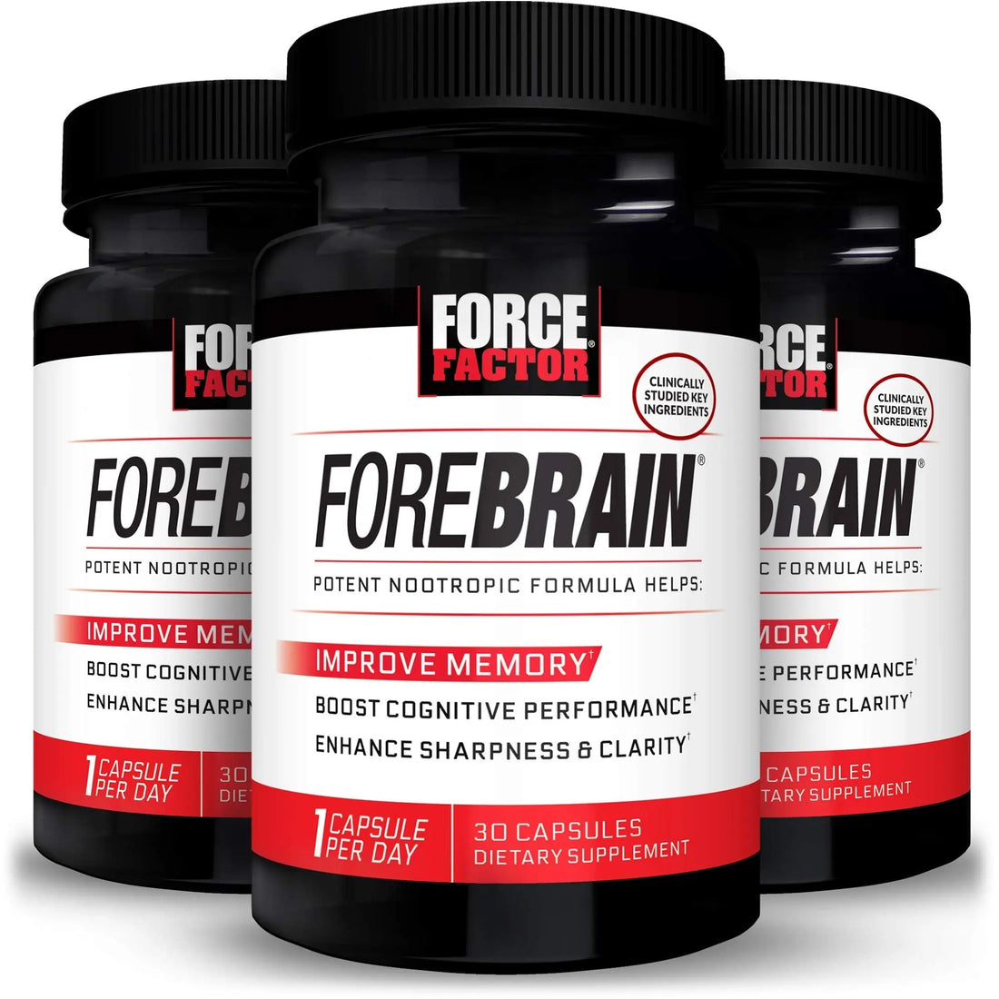Force Factor Forebrain Nootropic Brain Supplement with Caffeine Bacopa and Huperzine A Capsules 3Pack, White, 90 Count Force Factor Au supplements