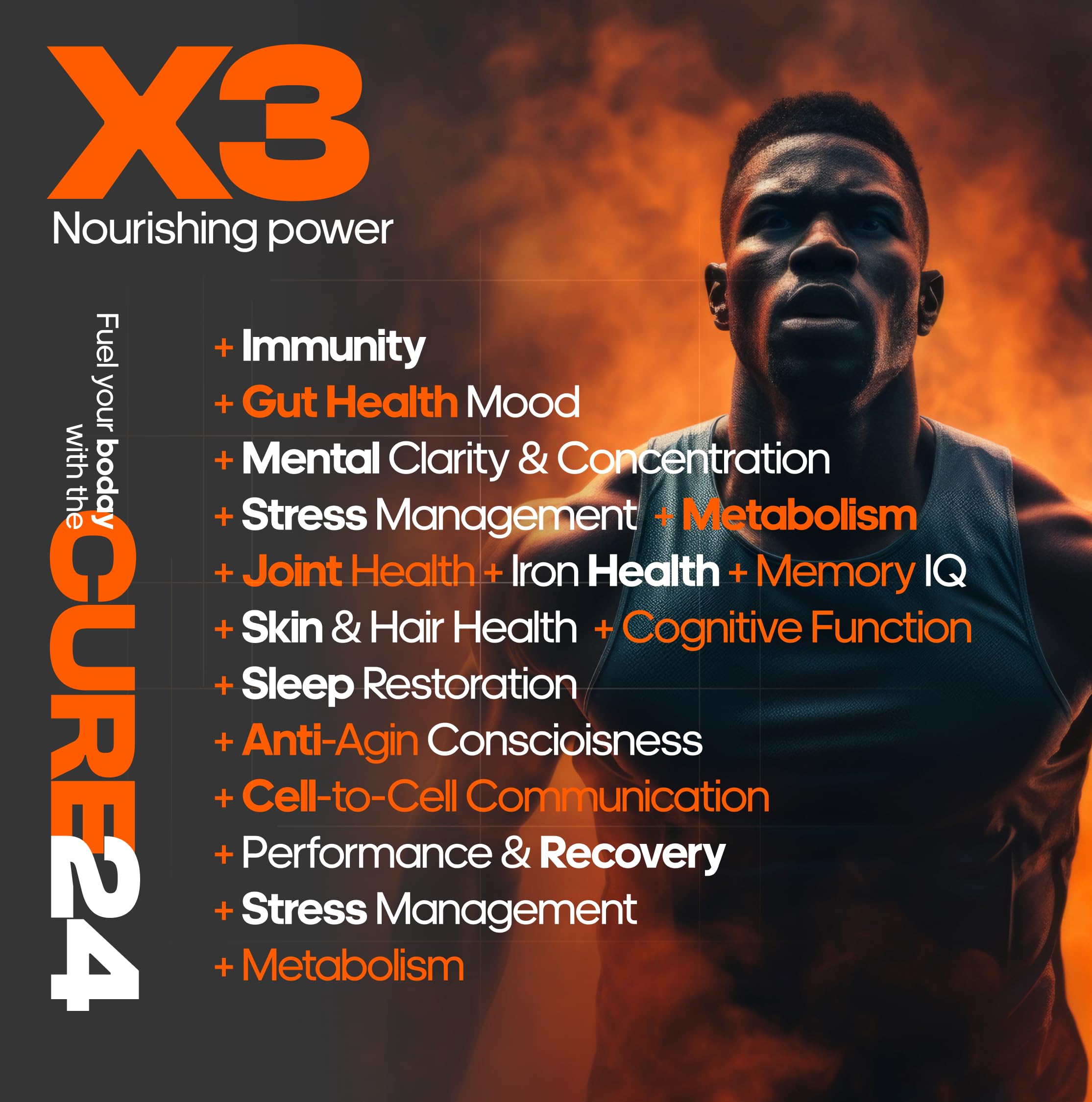 Cure24 Bovine X3 Colostrum Supplement Powder for Humans, 100% Pure Whole Natural Grass Fed Superfood, High IgG, Plus Probiotic & Prebiotic, Natural Peach-Mango Flavor, Made in USA Cure24 Au supplements