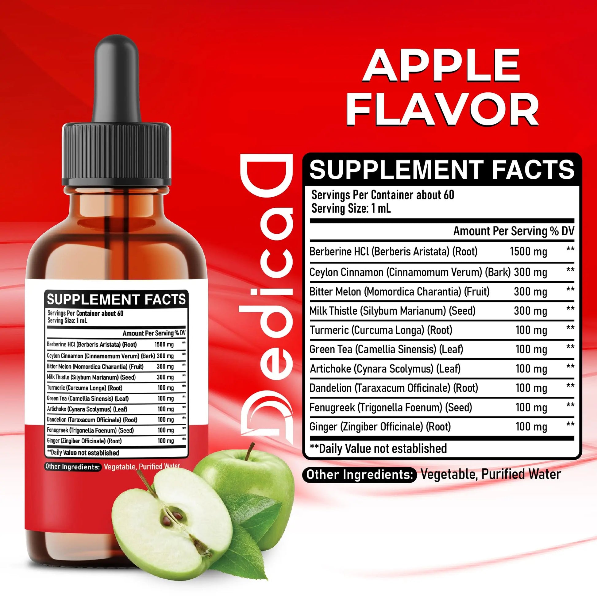 DEDICAD 10in1 Berberine HCl Drops - Liposomal Berberine Liquid - Activator Berberine with Ceylon Cinnamon, Bitter Melon, and 7 More - 60ml DEDICAD Au supplements