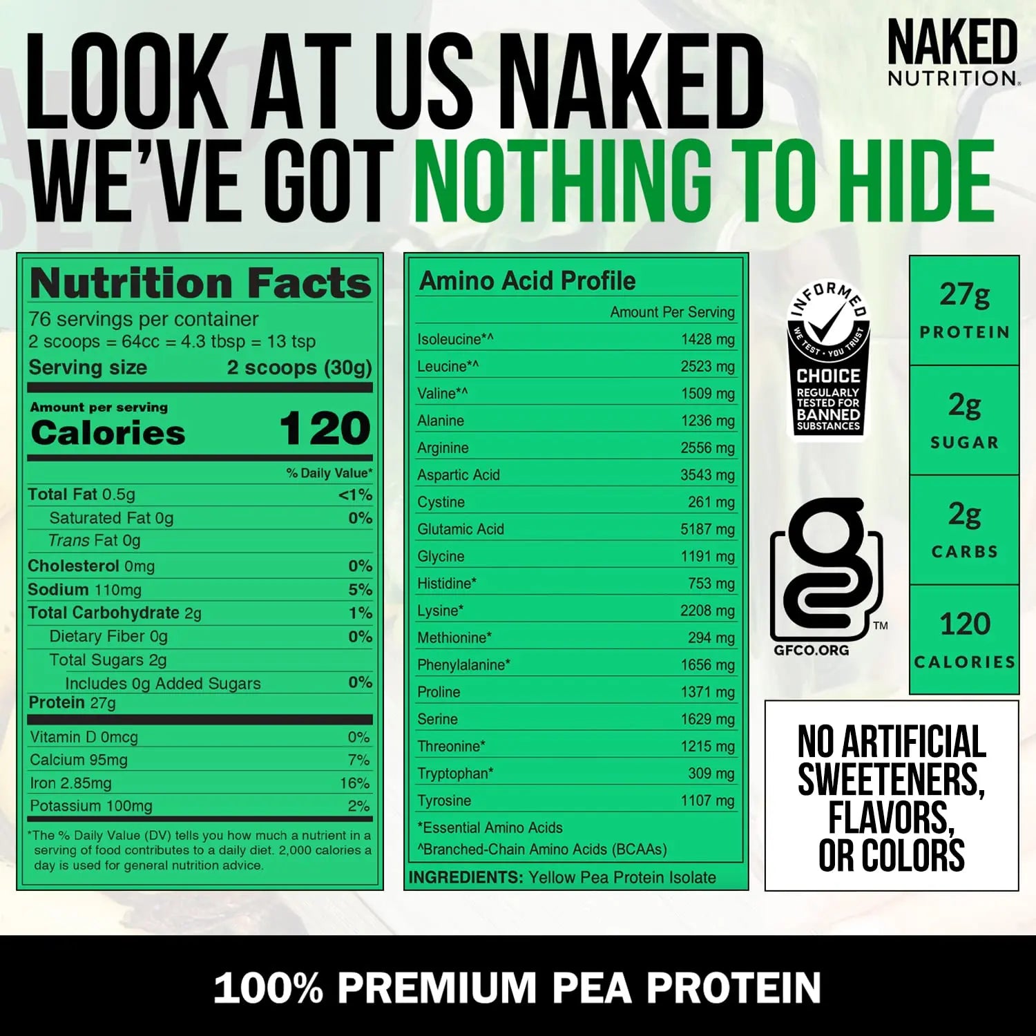 NAKED Pea - 5LB 100% Pea Protein Powder from North American Farms - Unflavored NAKED Au supplements