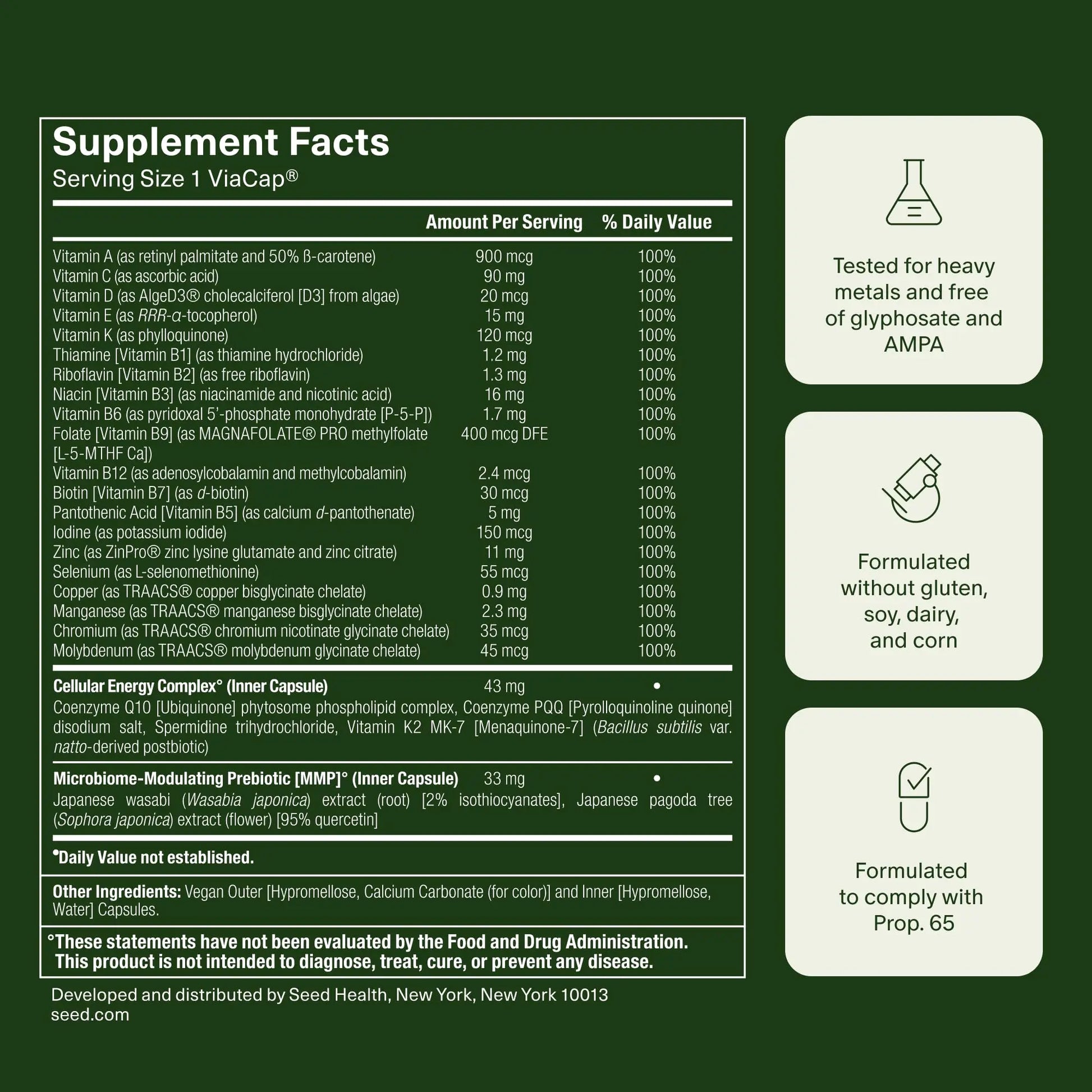 Seed DM-02 Daily Multivitamin - 100% DV Essential Vitamins and Minerals for Women & Men - Helps Fill Daily Nutrient Gaps - Immune, Bone, Hair, Skin & Nails Health - Vegan - 30 Capsules (30-Day Supply) Visit the Seed Store Au supplements