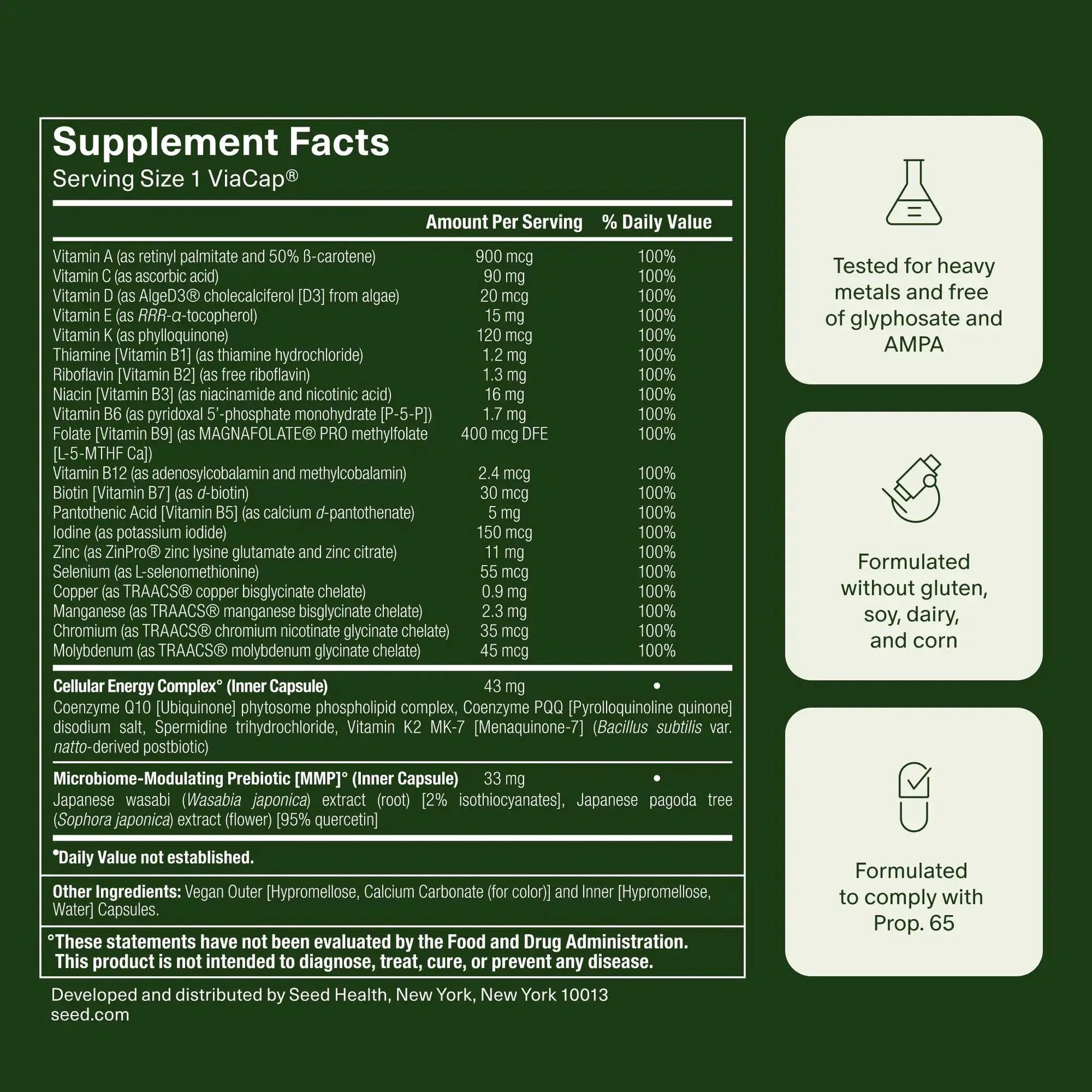 Seed DM-02 Daily Multivitamin - 100% DV Essential Vitamins and Minerals for Women & Men - Helps Fill Daily Nutrient Gaps Seed Au supplements