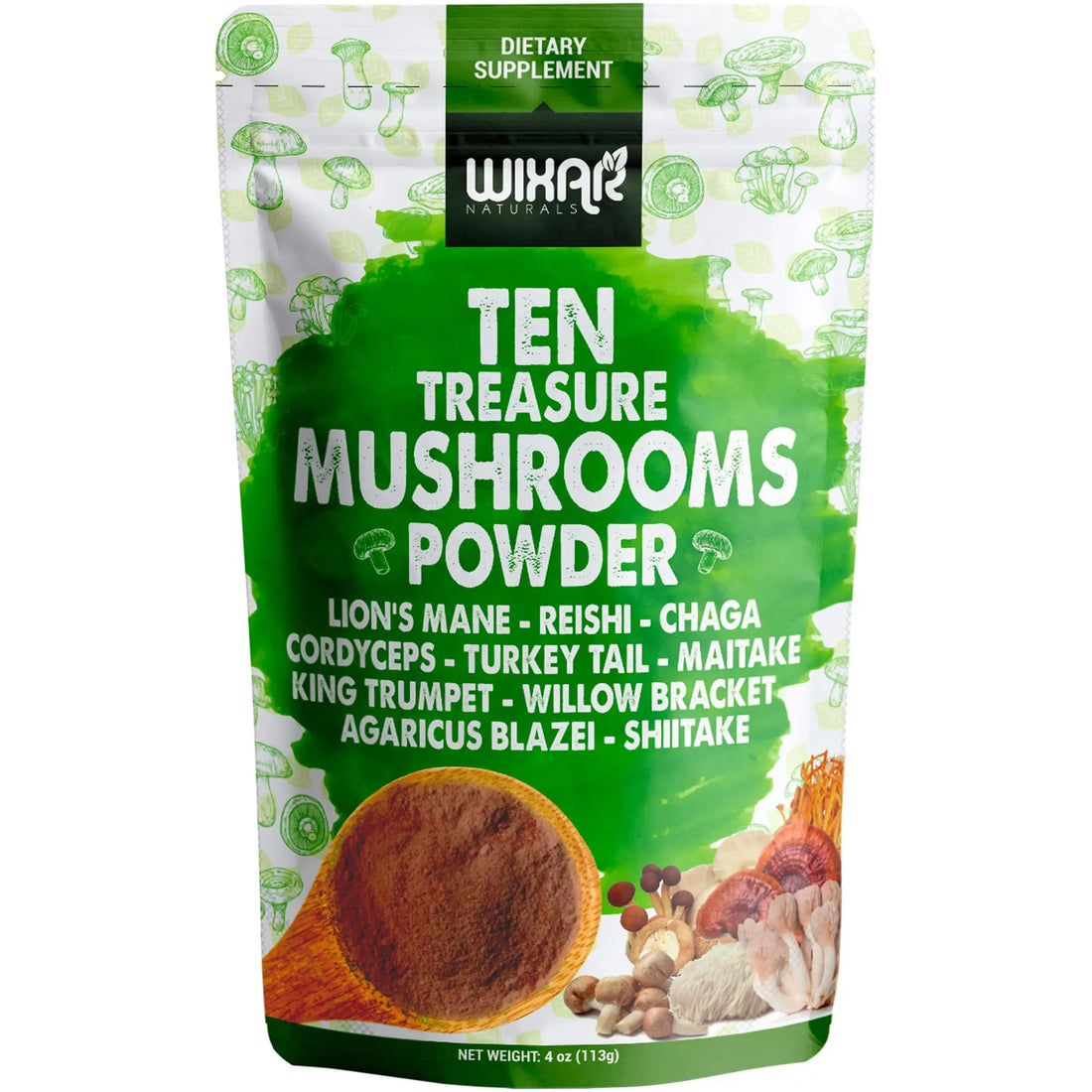 Wixar Mushroom Powder - Ten Treasure Mushrooms Extract Supplement Blend for Coffee WIXAR NATURALS Au supplements