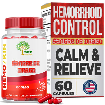 SPF Natural Products HEMOKIN with Sangre de Drago – Hemorrhoid and Fissure Relief Supplement, Helps with Itching, Swelling, Pain Relief (60 Caps) (1) SPF Natural Products Au supplements