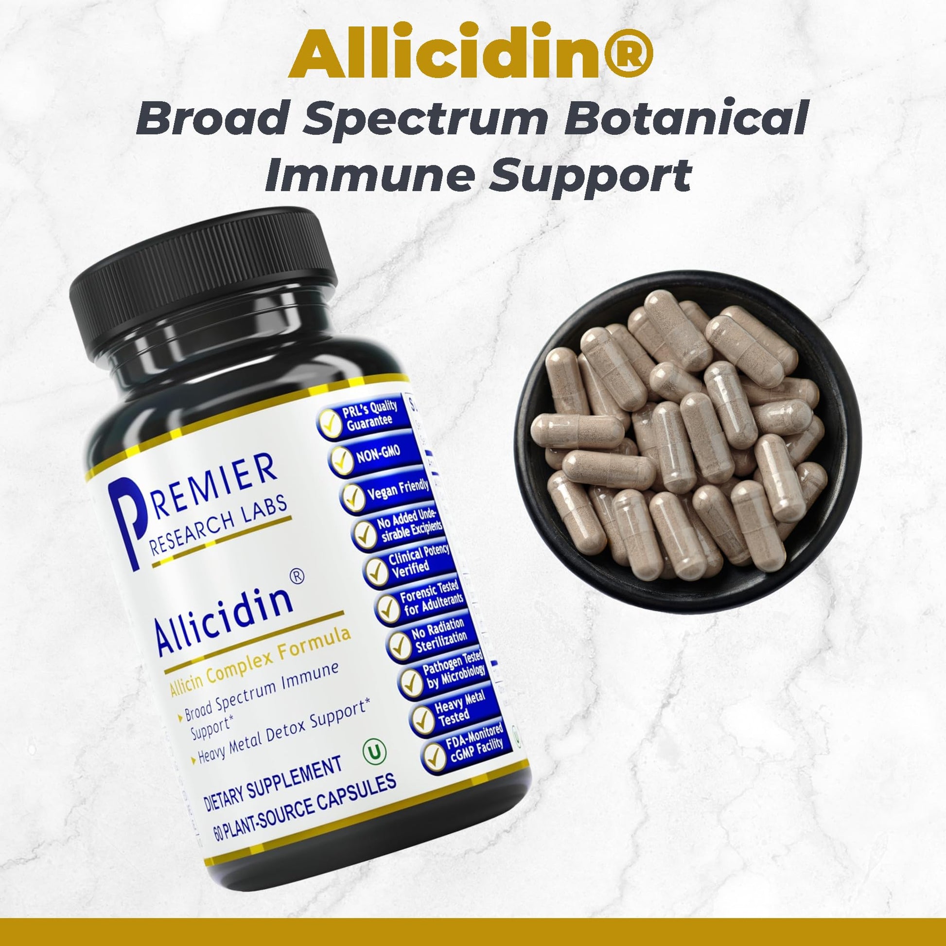 Premier Research Labs Allicidin - Garlic Allicin Supplement, Garlic Supplements, Garlic Pills, Allicin Extract, Garlic Extract, Odorless Garlic Capsules, Immune Support - 60 Vegetarian Capsules Premier Research Labs Au supplements