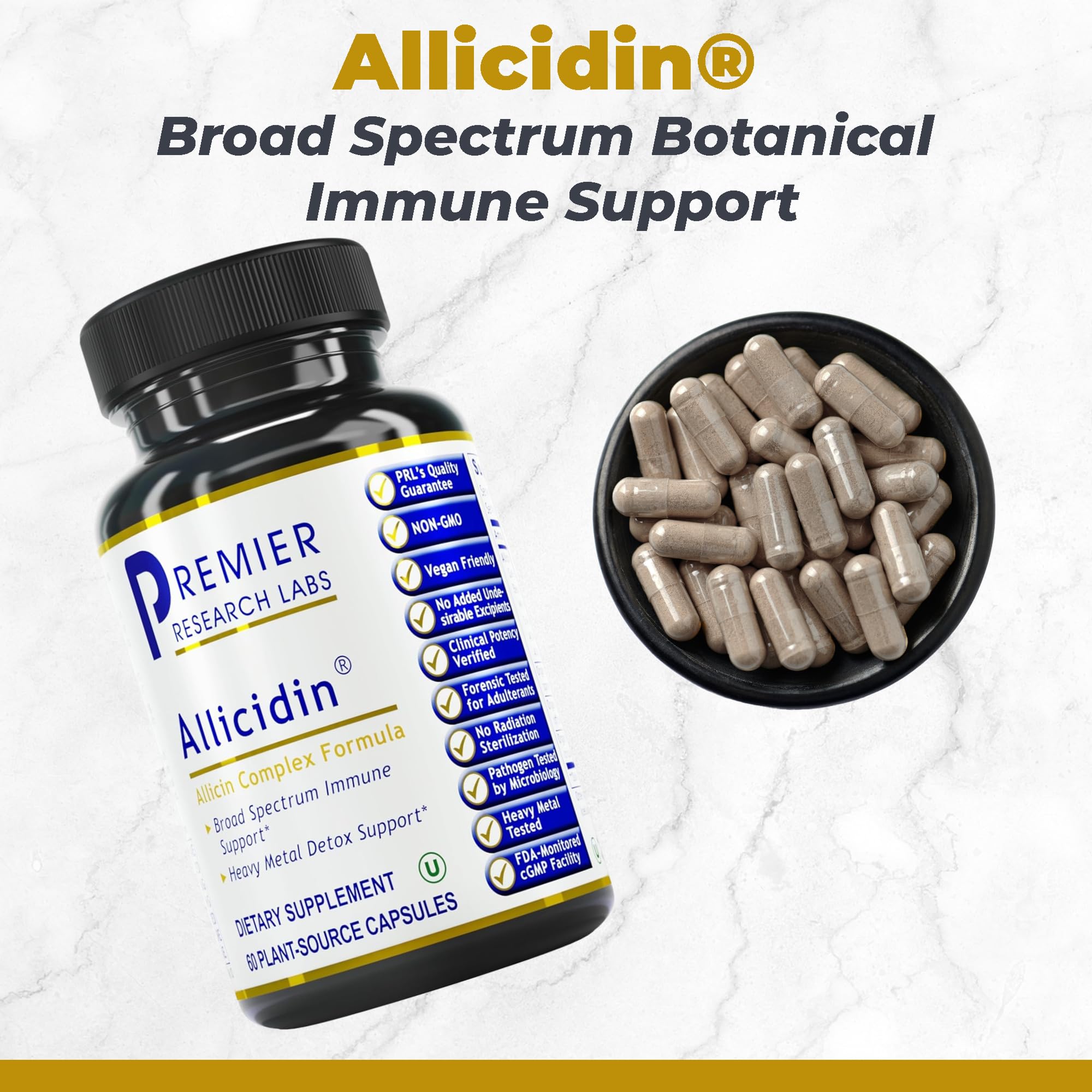 Premier Research Labs Allicidin - Garlic Allicin Supplement, Garlic Supplements, Garlic Pills, Allicin Extract, Garlic Extract, Odorless Garlic Capsules, Immune Support - 60 Vegetarian Capsules Premier Research Labs Au supplements