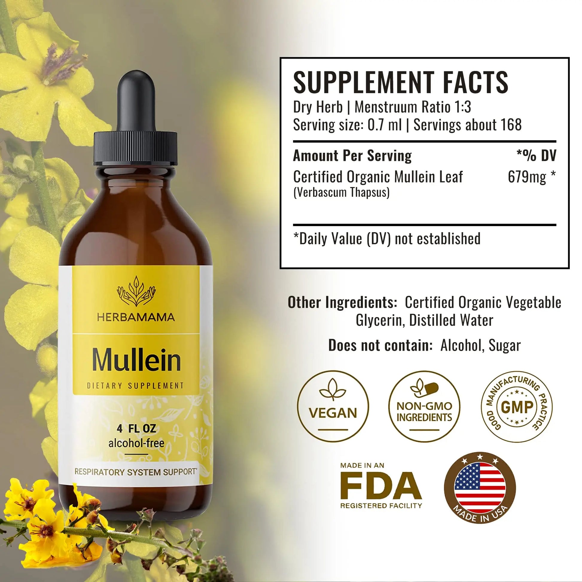 Mullein Leaf Tincture - Lung Cleanse - Vegan Mullein Drops - Lung Detox HERBAMAMA Au supplements