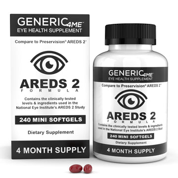 Generic4ME AREDS 2 SoftGels, 500 mg Vitamin C, 400 IU Vitamin E, 10 mg Lutein, 2 mg Zeaxanthin, 80 mg Zinc, 2 mg Copper - Supports Eye Health - 240 Mini SoftGels (Four Month Supply) Generic4ME Au supplements