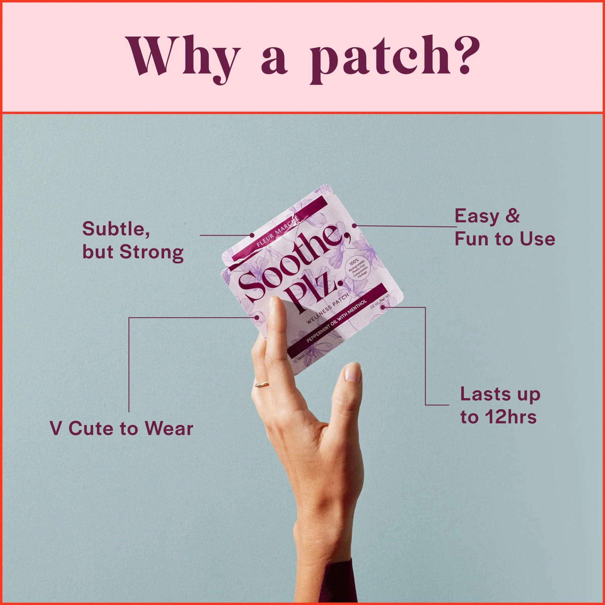 Fleur Marche Soothe, Plz. Botanical Patch - Muscle Recovery Patch with Peppermint Oil & Menthol - Post Night Out, Post Workout, or Daily Relief - Highly Bioavailable - 7 Patches Fleur Marché Au supplements