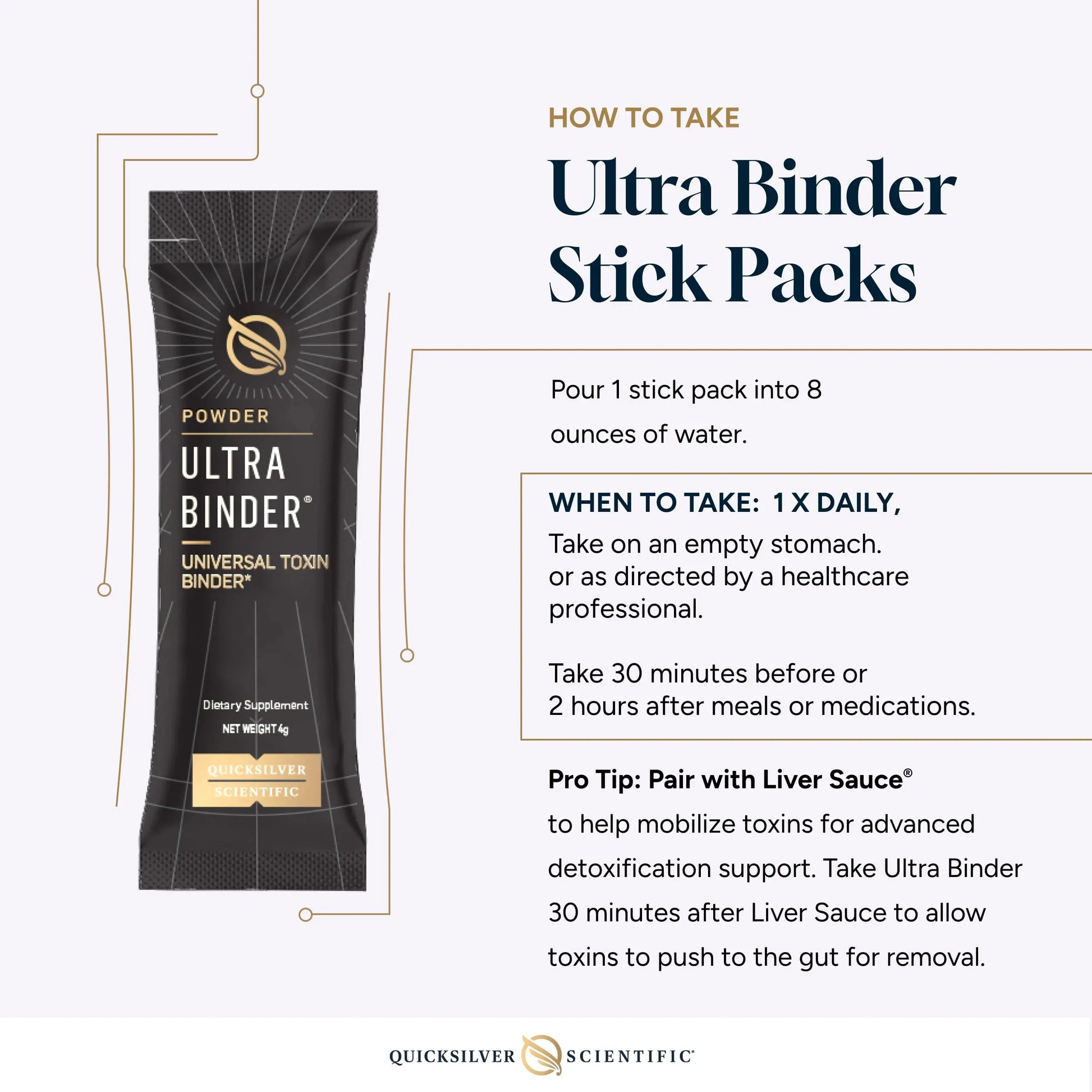 Quicksilver Scientific Ultra Binder Stick Packets - Multi Binder with Bentonite Clay Powder, Zeolite Detox & Charcoal - Supplement for Gut Support & The Body's Toxin Removal Process (20 Sticks) Quicksilver Scientific Au supplements