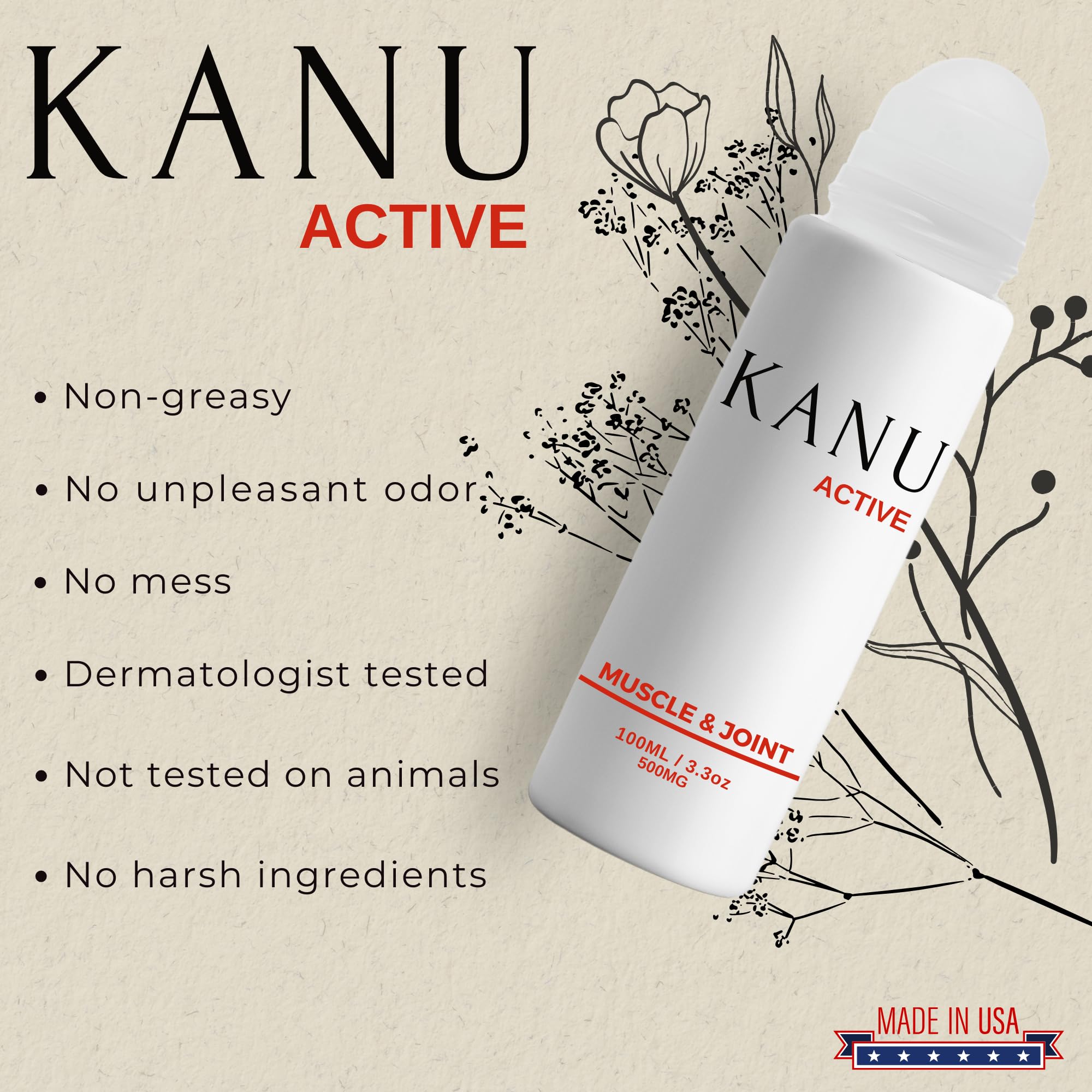 Muscle & Joint Relief Roll-On Cooling Serum- 3.3 oz- Fast Absorbing Pain Relief for Sore Muscles and Joints- Workout Recovery and Joint Support for Athletes and Active Lifestyles KANU Au supplements