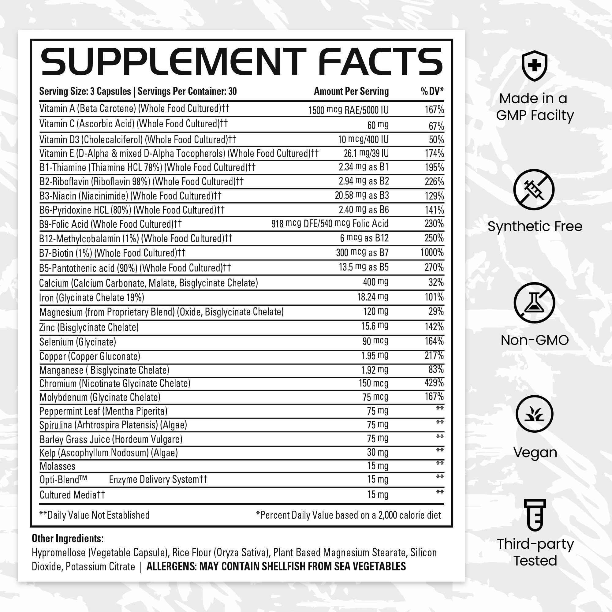 Gains in Bulk Square 1 Multivitamin and Mineral Supplement for Women and Men, Vitamins, Digestive Enzymes and Organic Minerals for Muscle Health, Performance and Immune Support, 90 Capsules GAINS IN BULK GAINSINBULK.COM Au supplements
