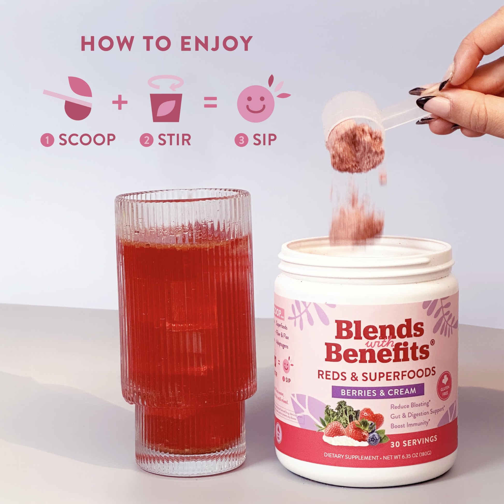 360 Nutrition Blends with Benefits Reds & Superfoods for Natural Antioxidants and Polyphenols, with Fruits & Veggies, Probiotics Digestion, Daily Energy - Berries & Cream - 30 Servings 360 Nutrition Au supplements